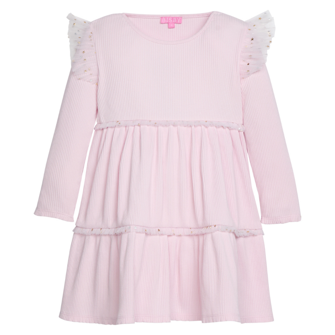 Bisby Mila Dress, Bubblegum & Gold Sparkle Stars