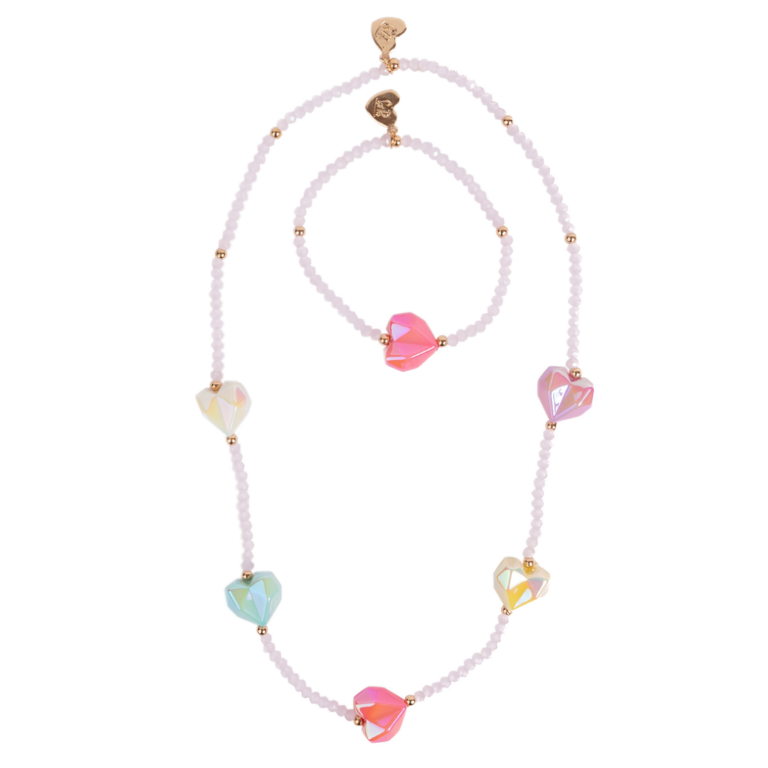 Creative Education Heart Geode Necklace & Bracelet Set