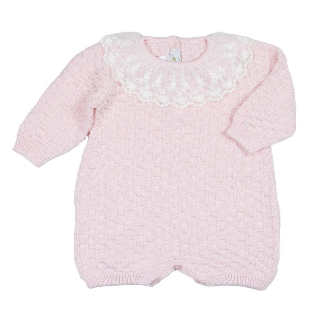 Cuclie Lace Collared Checkered Knit Bubble