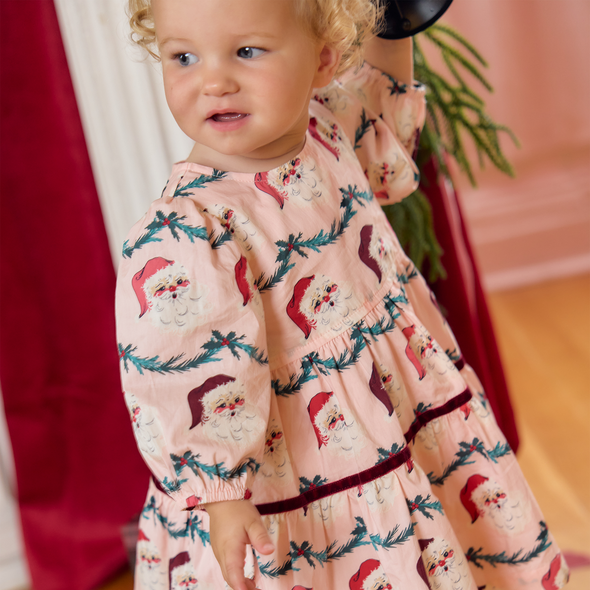 Pink Chicken Maribelle Dress Set, Santa Garland