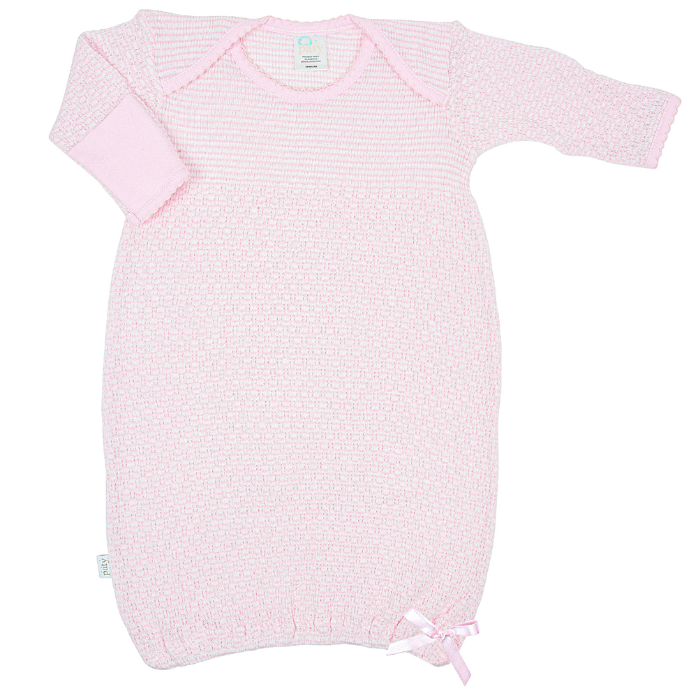 Paty LS Lap Shoulder Day Gown with Colored Trim