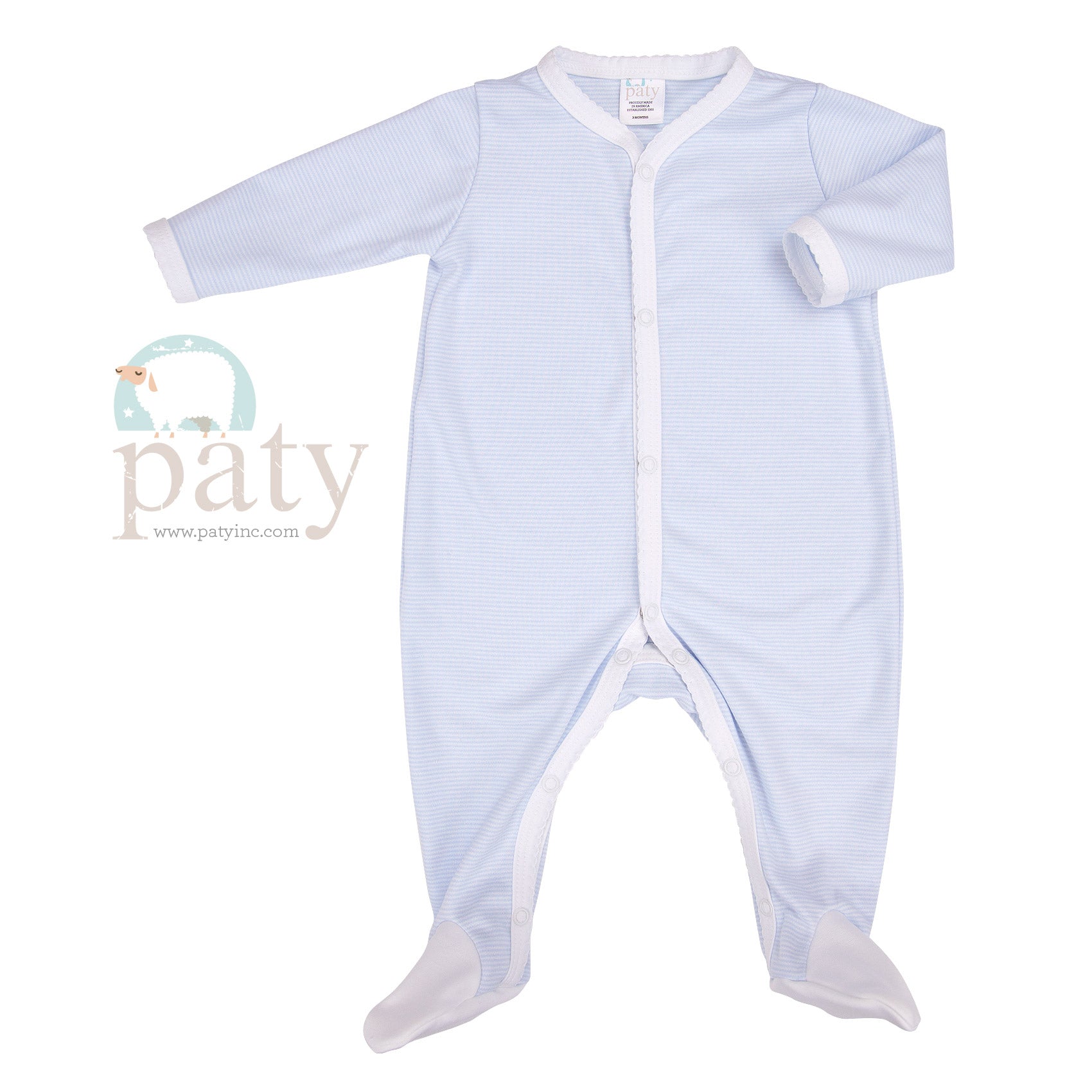 Paty Pima Striped Footie with White Trim