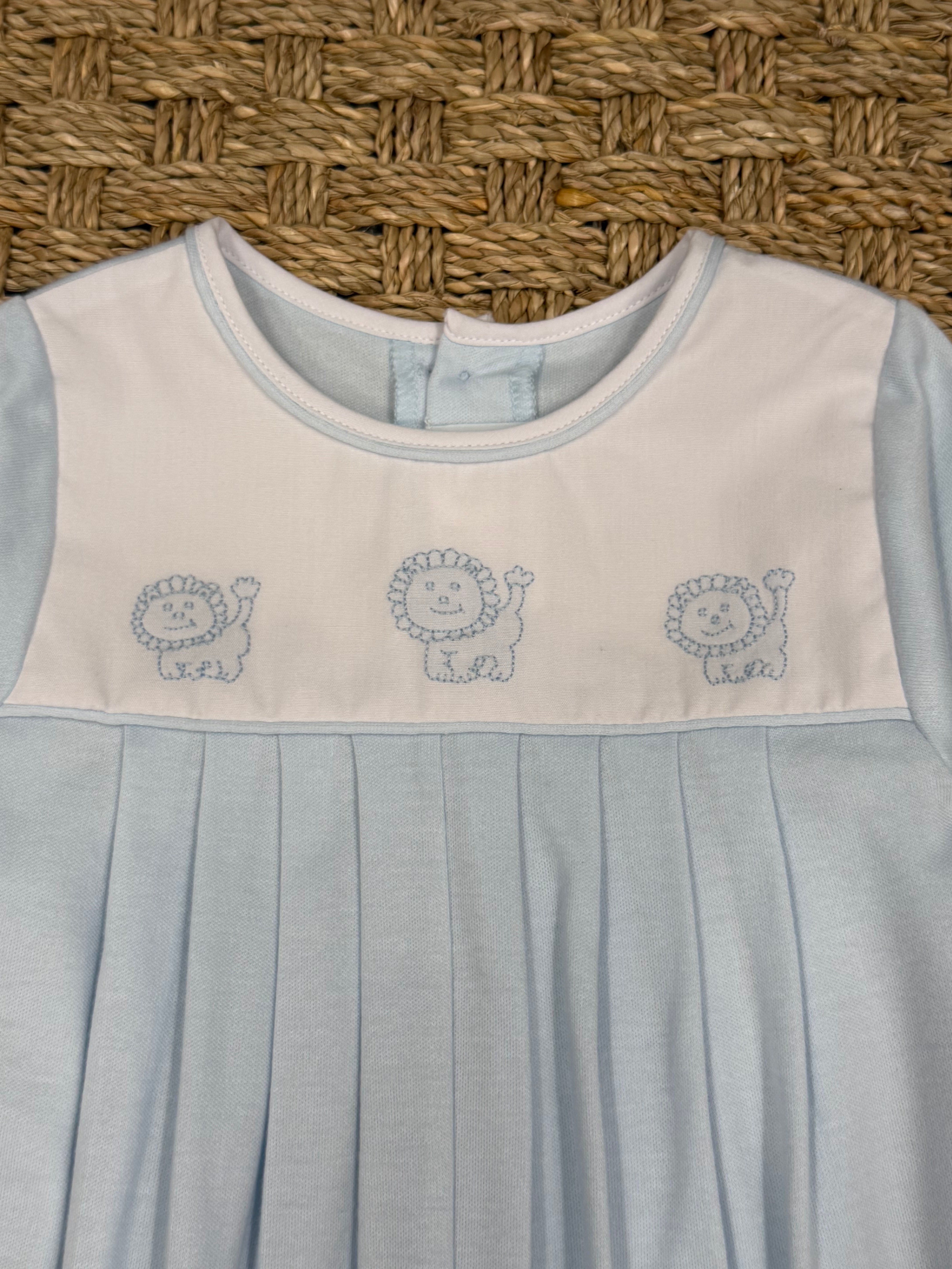 Auraluz Blue Knit Longall with Lion Embroidery