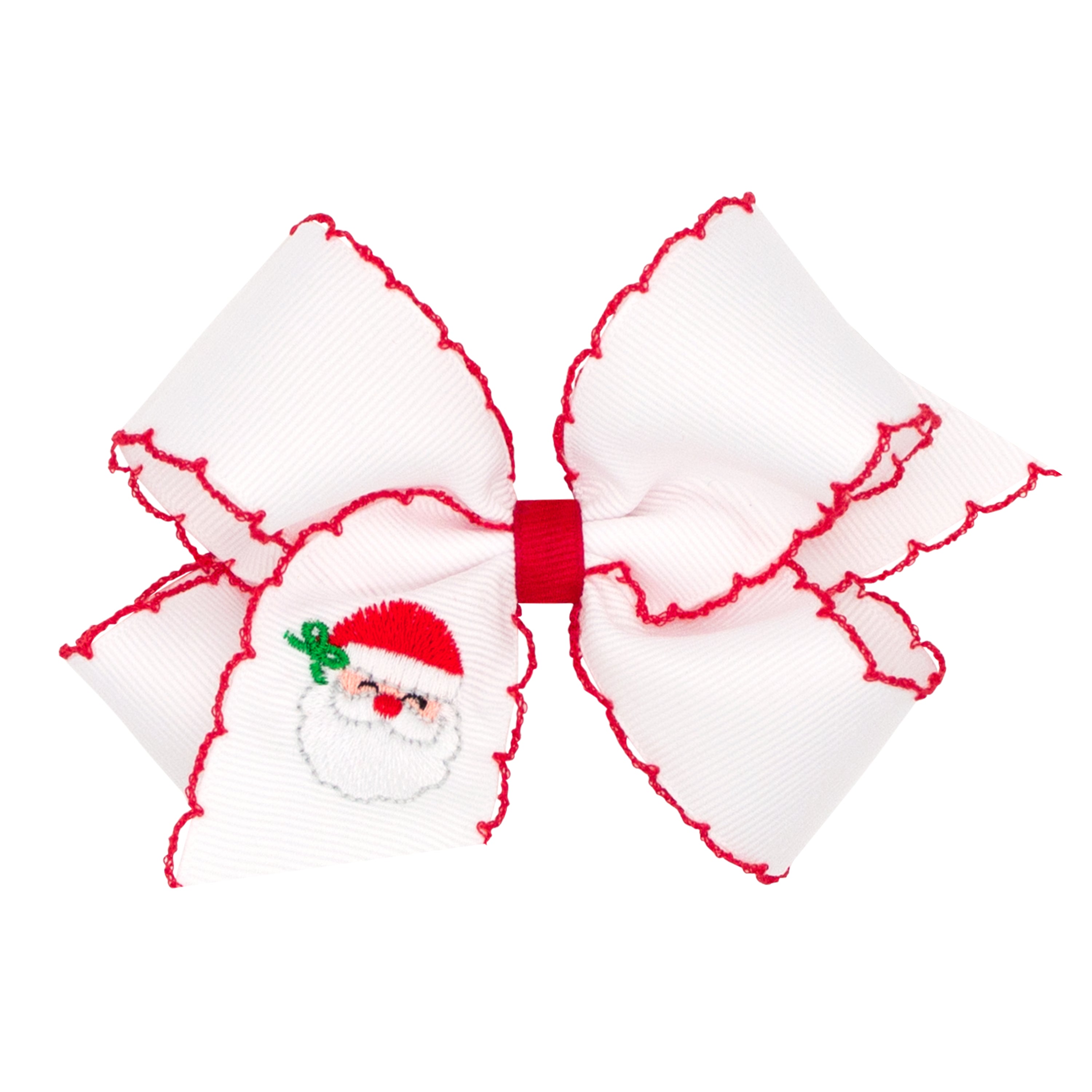 Wee Ones Medium Grosgrain Moonstitch Bow with Christmas Embroidery