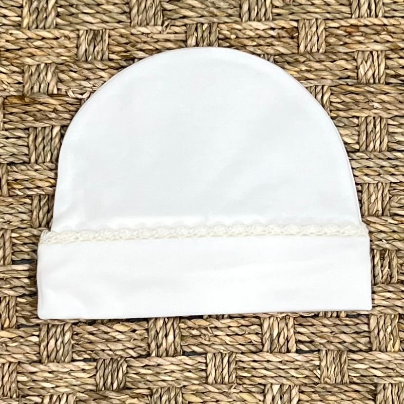 Squiggles Beanie Cap with Crochet Trim