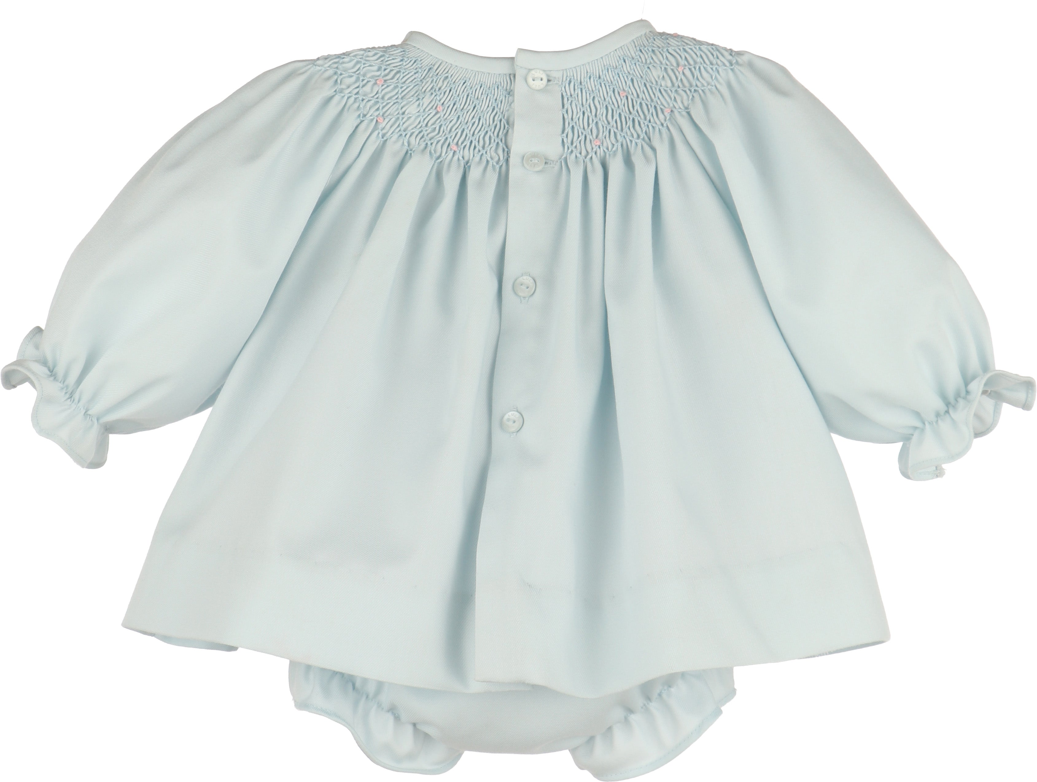Luli & Me Welcome Home Waves Smock Set, Blue