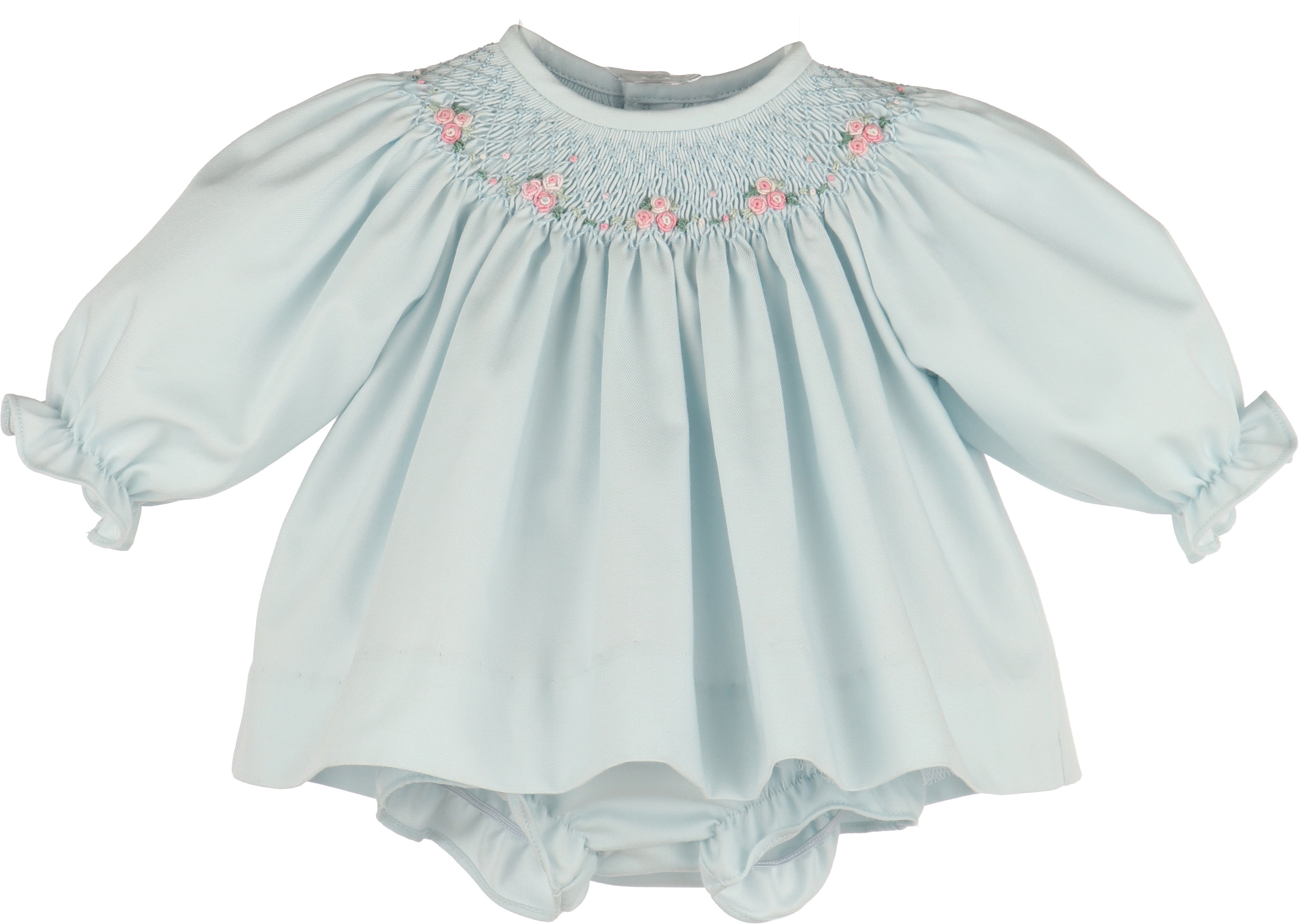 Luli & Me Welcome Home Waves Smock Set, Blue