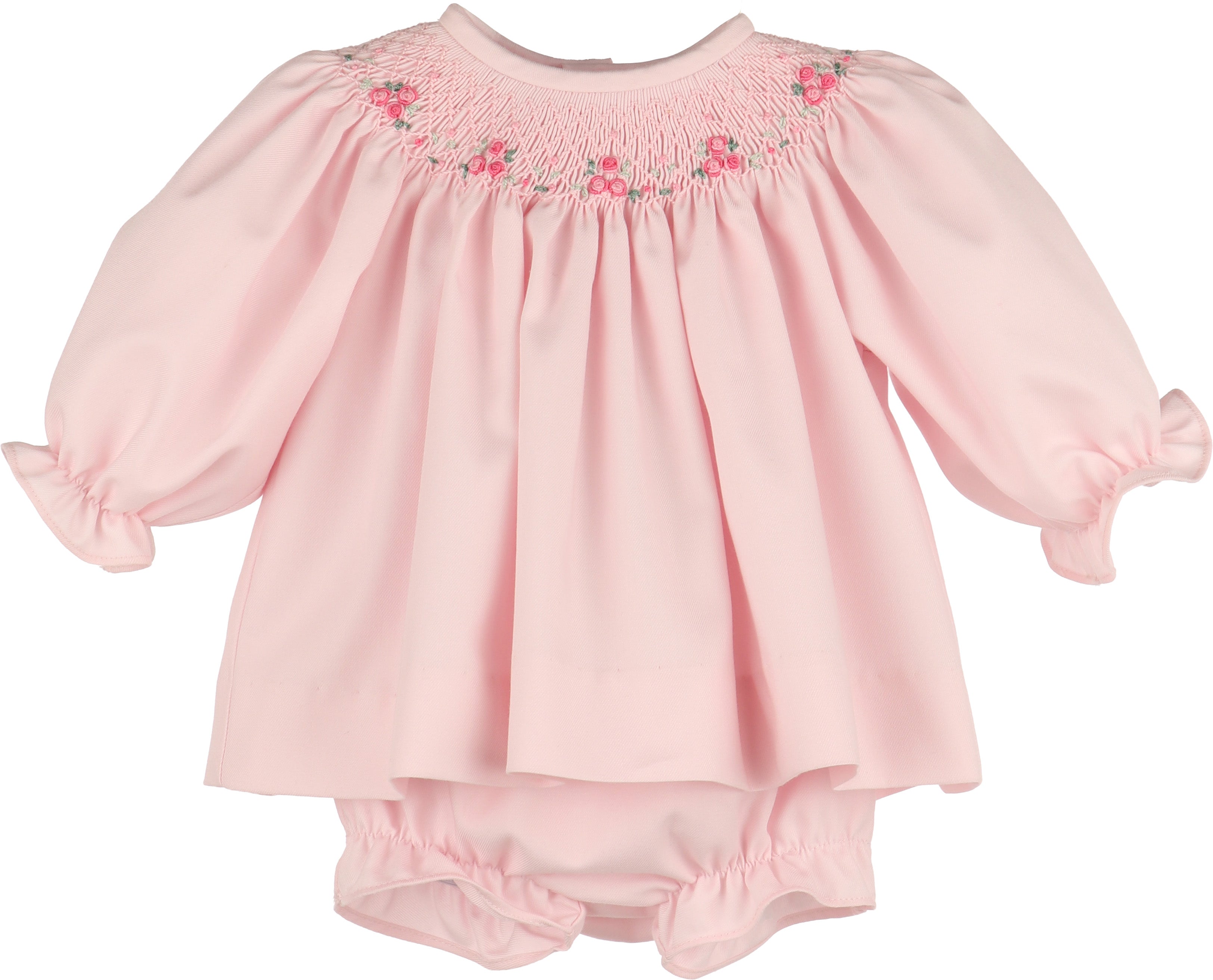 Luli & Me Welcome Home Waves Smock Set, Pink