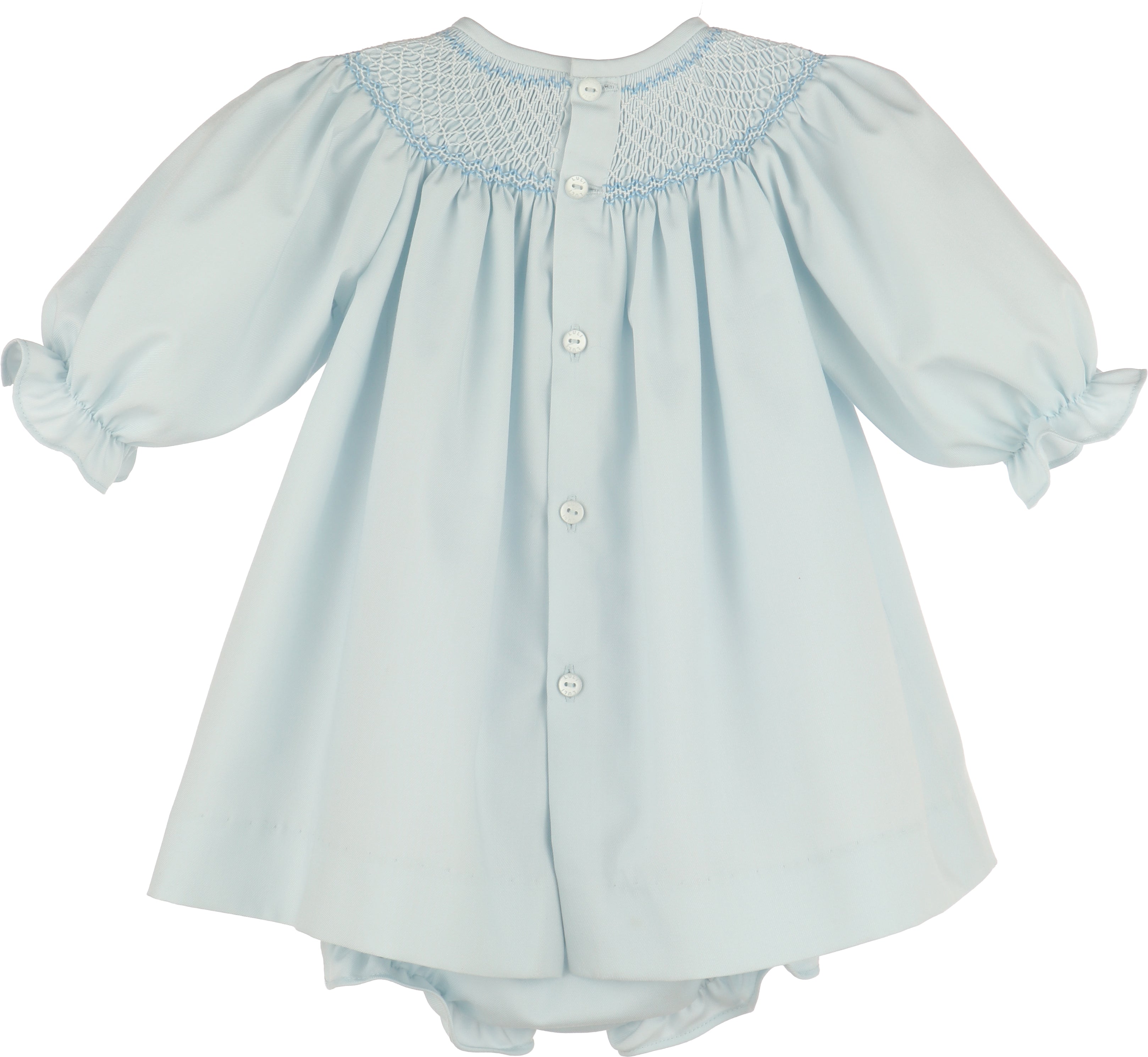Luli & Me Classic Smock Bishop Set, Blue