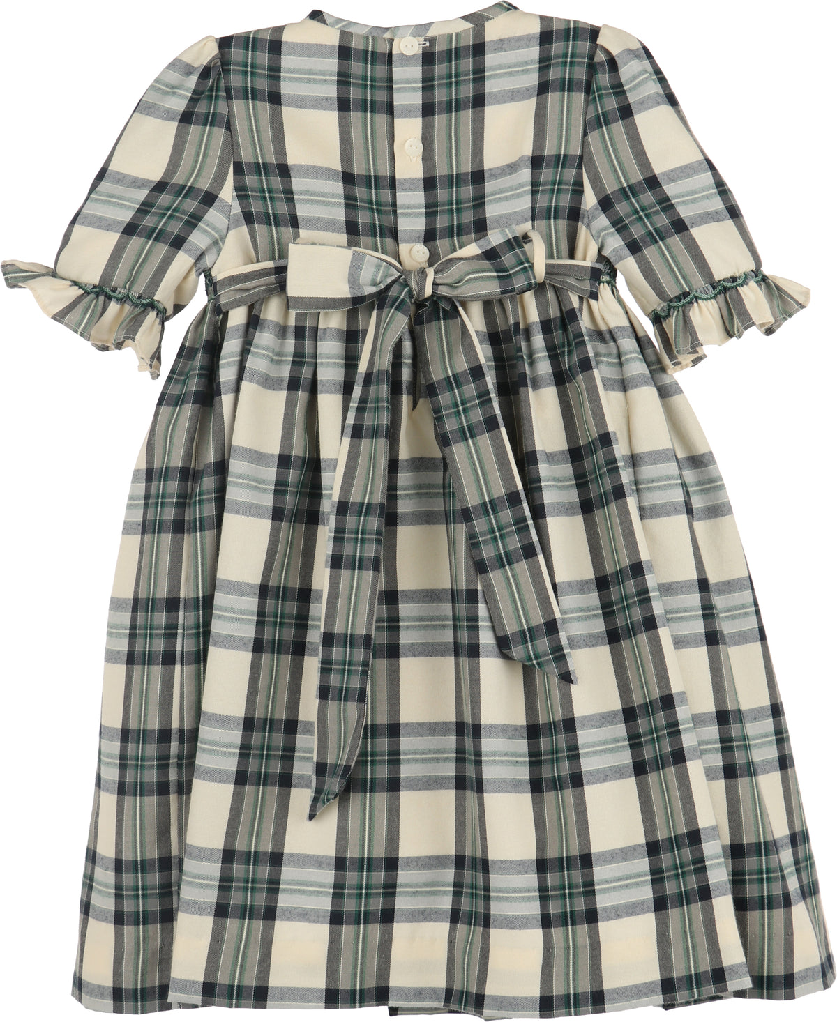 Luli & Me Tea Time Checks Smocked Dress, Green