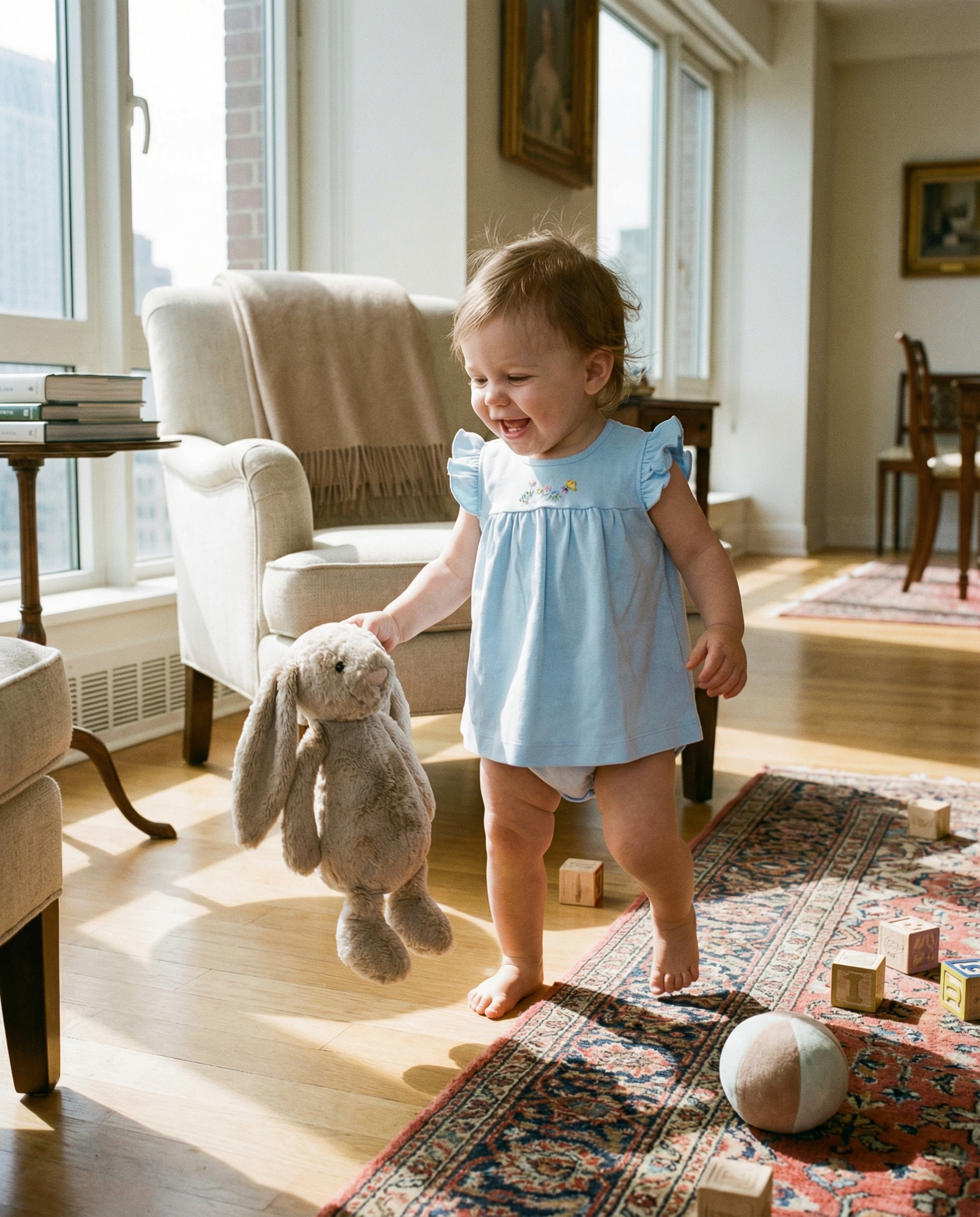 Squiggles Bluebird Song baby Girl Bubble Light blue with Butterfly Embroidery