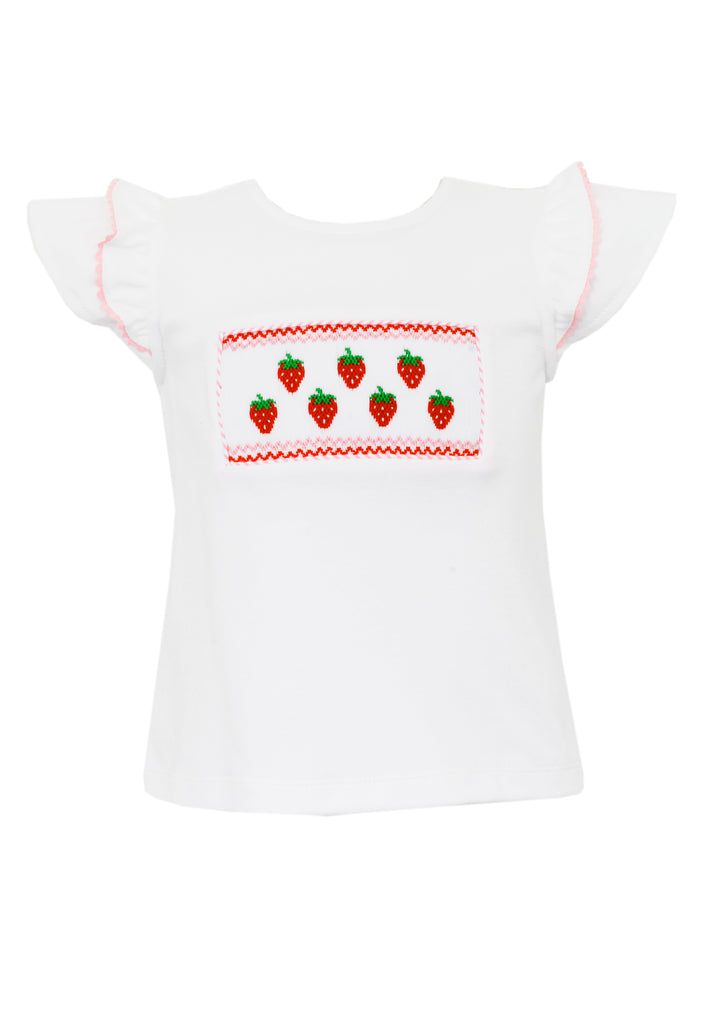 Anavini Strawberries Short Set with Seersucker Stripes