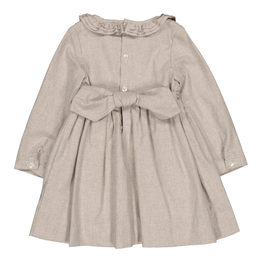 Kidiwi Hars Smocked Dress, Heather Beige Twill