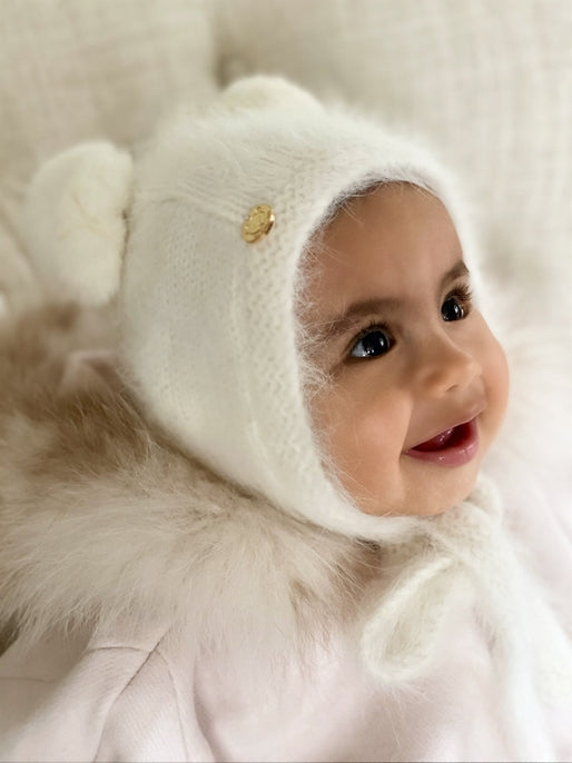 Petite Maison White Cashmere Teddy Hat