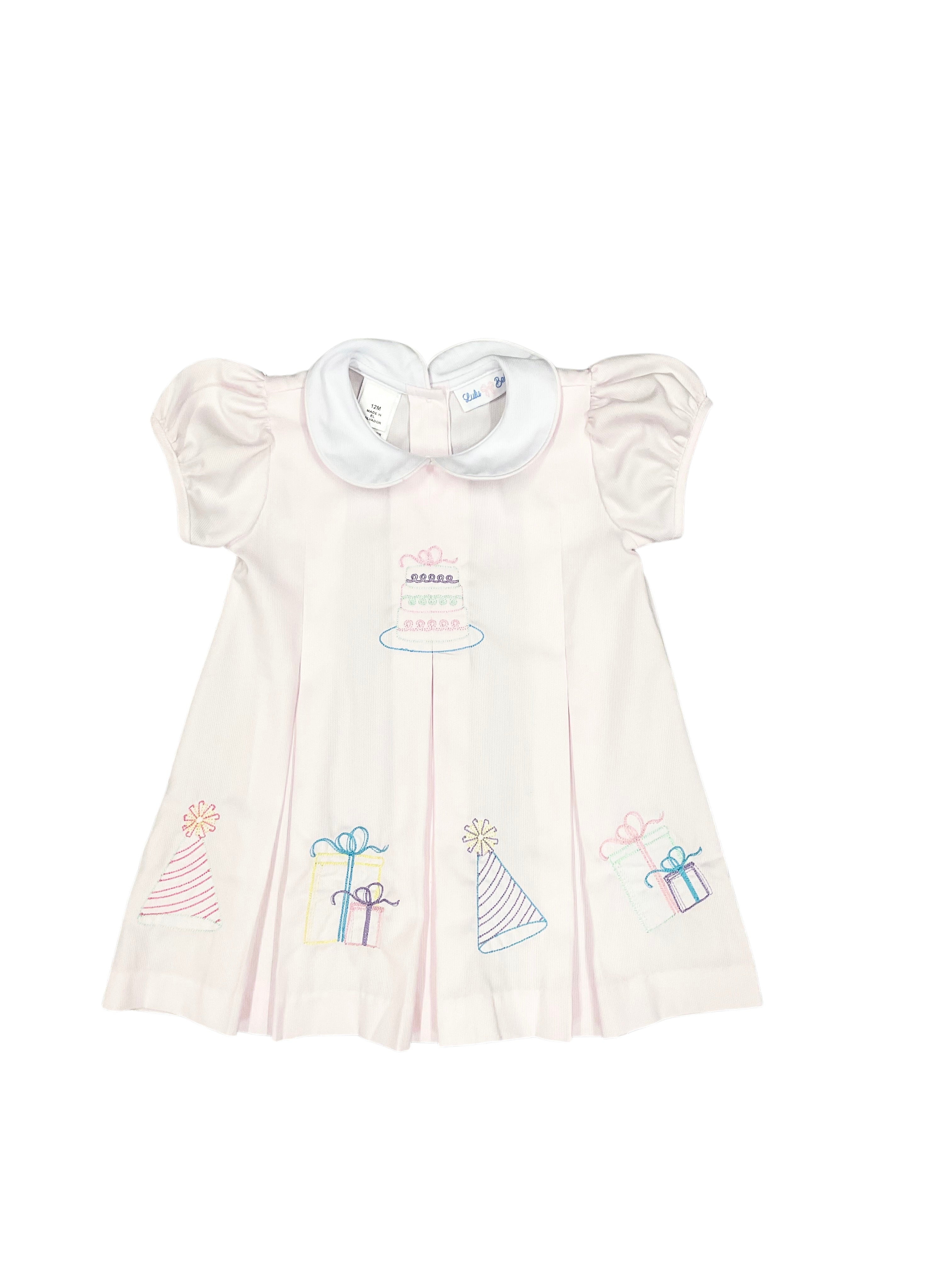 Lulu Bebe Pink Embroidered Birthday Dress