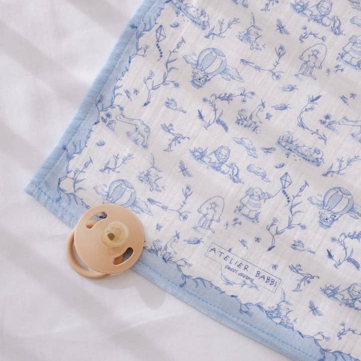 Atelier Babbi Blue Toile De Jouy Burp Cloth