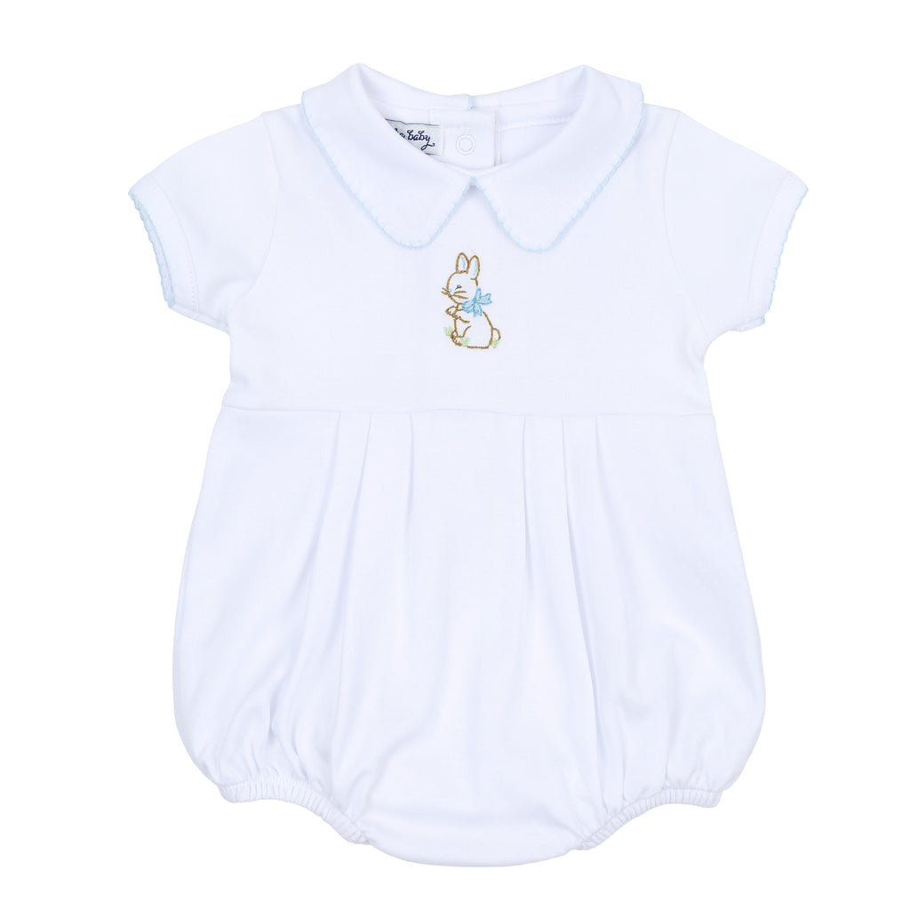 Magnolia Baby Vintage Bunny Embroidered Bubble, Blue