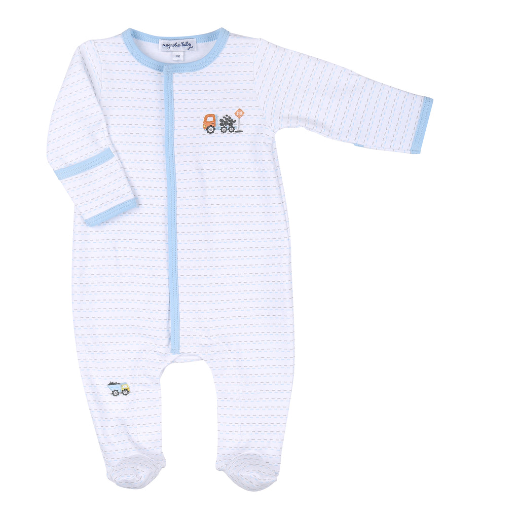 Magnolia Baby Construction Zone Embroidered Footie