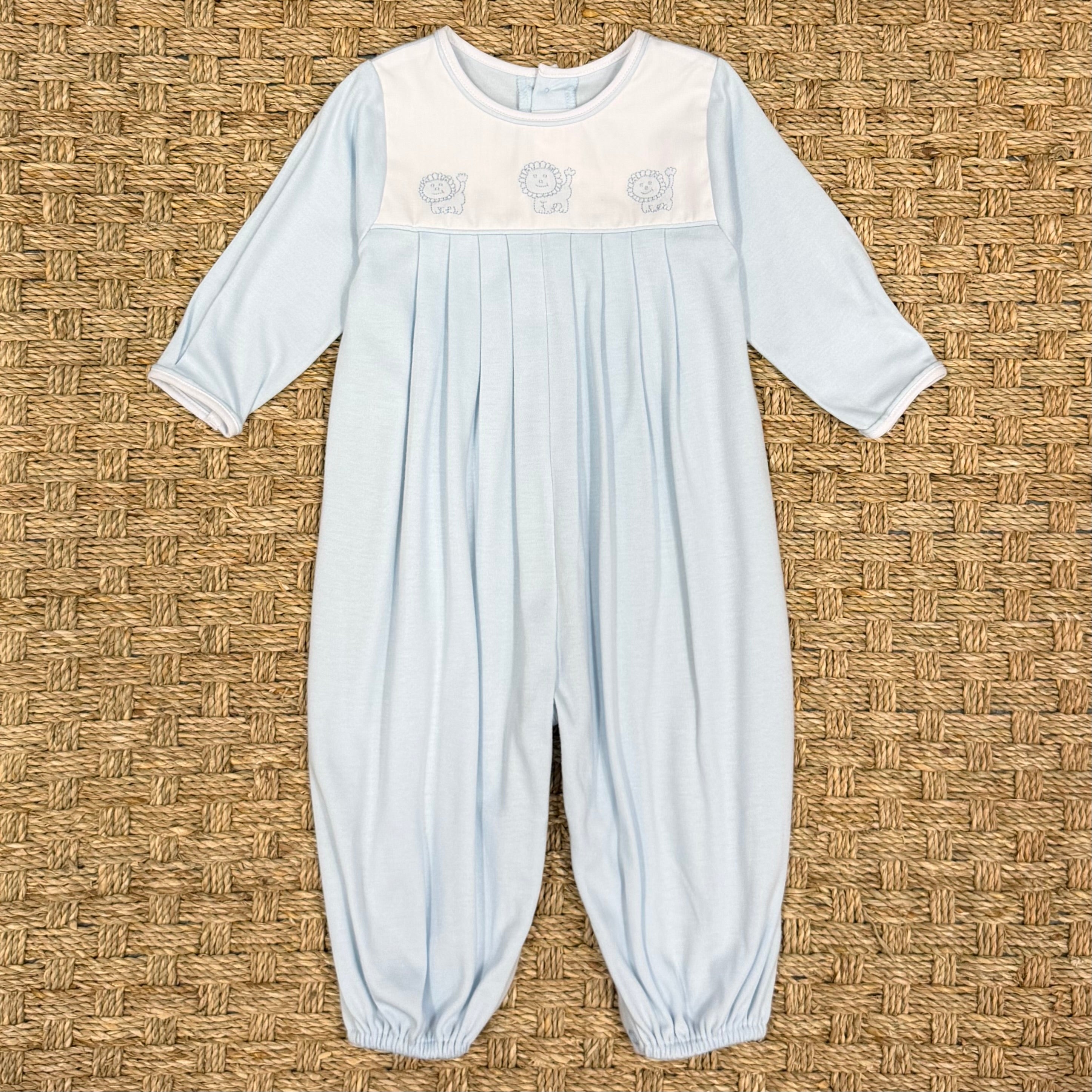 Auraluz Blue Knit Longall with Lion Embroidery