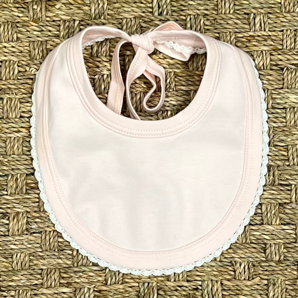 Squiggles Bib with Crochet Trim