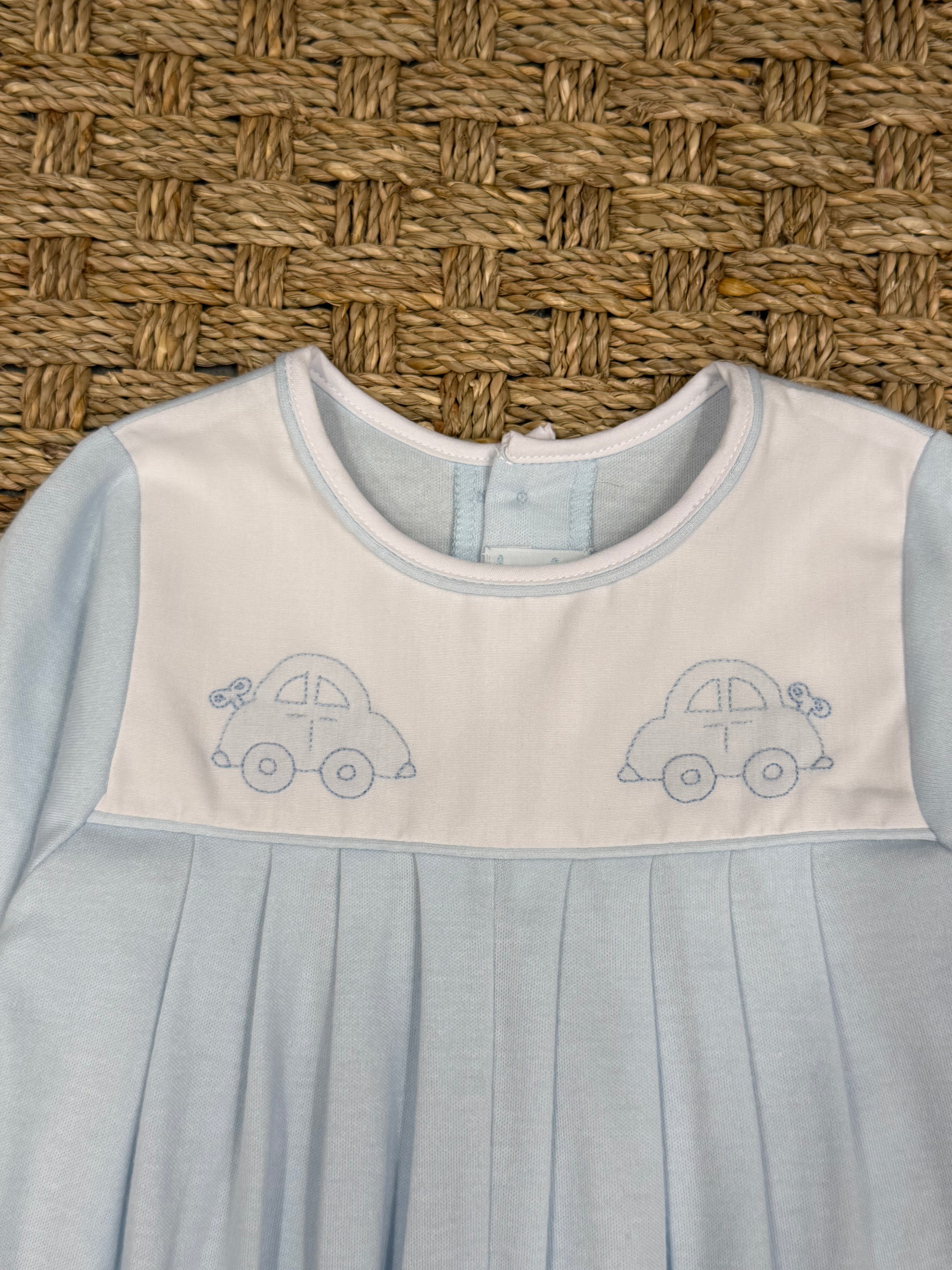 Auraluz Blue Knit Longall with Wind Up Car Embroidery