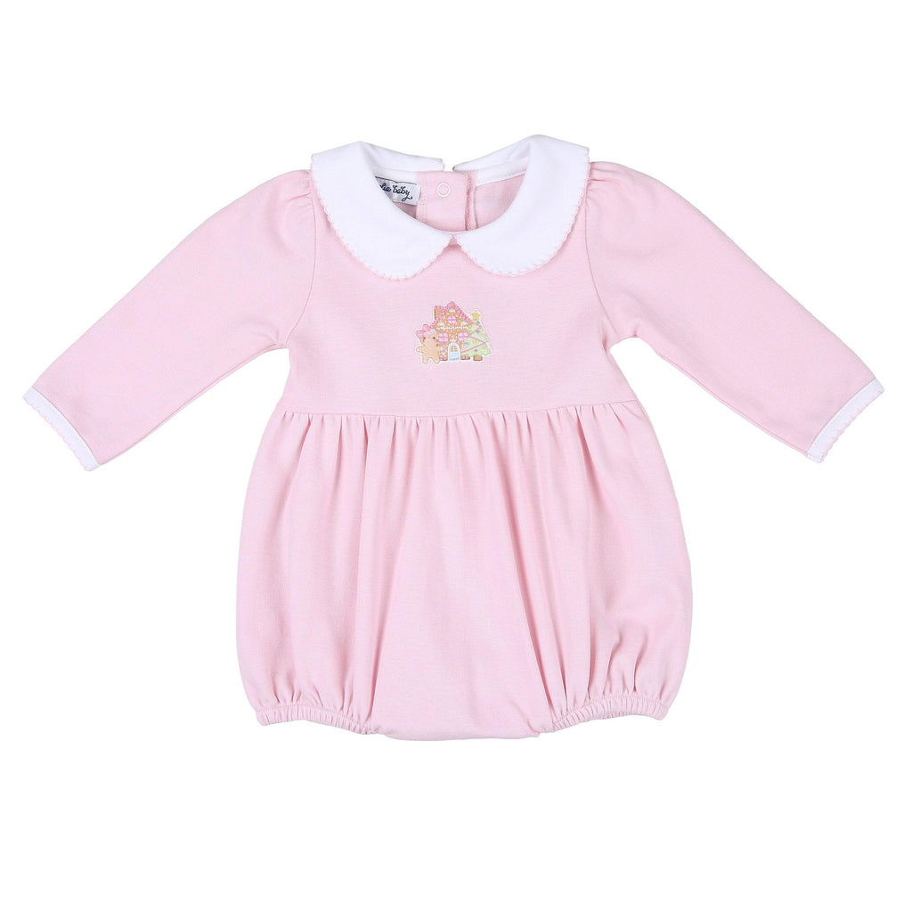 Magnolia Baby Sweet Gingerbread Embroidered Collared Bubble, Pink - shopnurseryrhymes