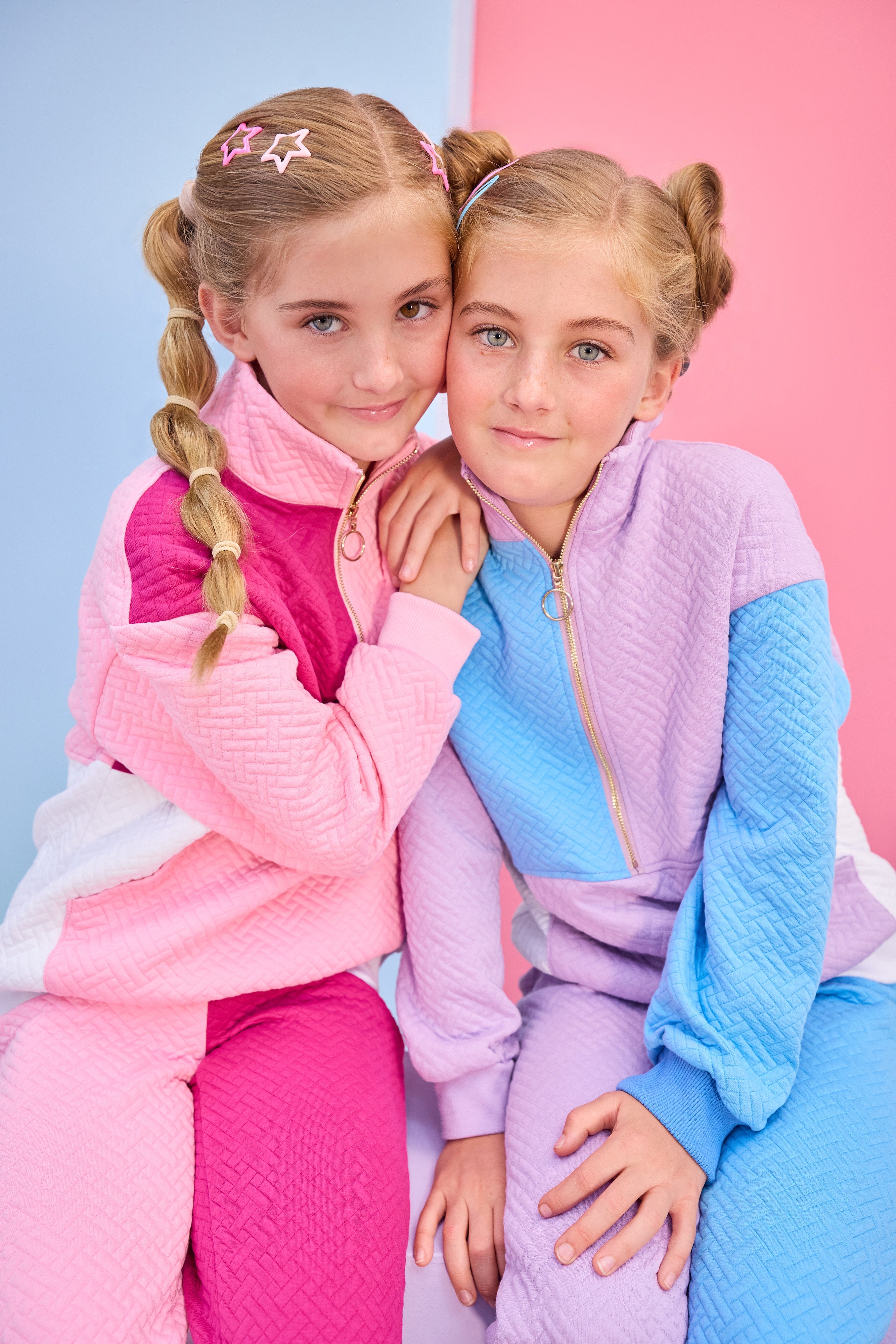 Bisby Color Block Jogger, Pink & Cranberry Quilted Trellis