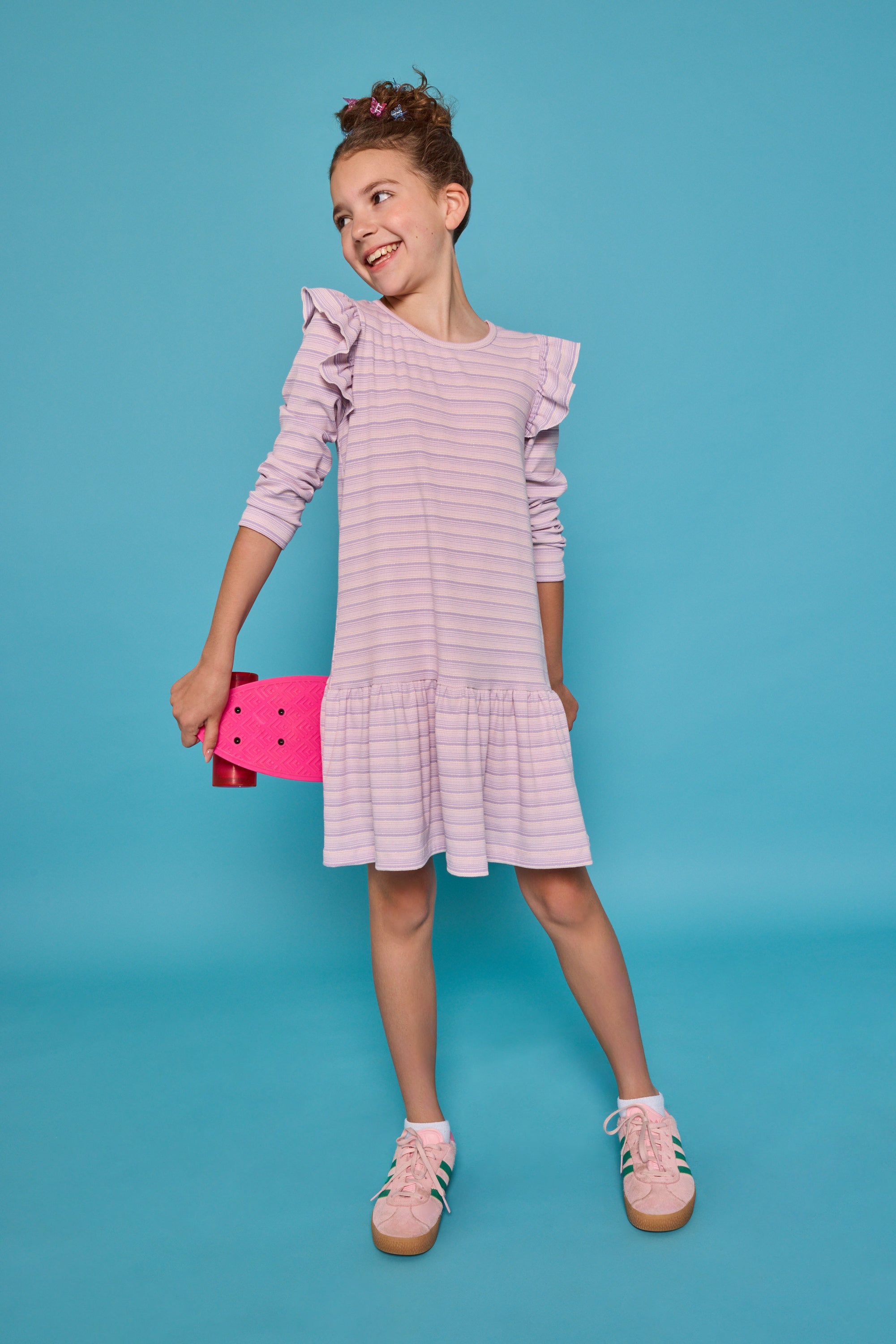 Bisby Sadie T-Shirt Dress, Lavender Sparkle Stripe