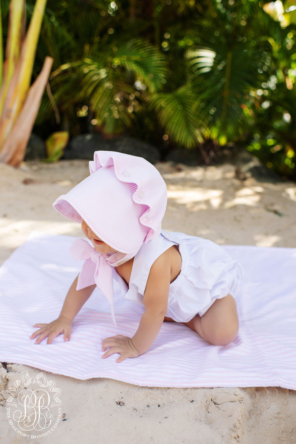 Beaufort Bonnet Pink Savannah Seersucker Bonnet