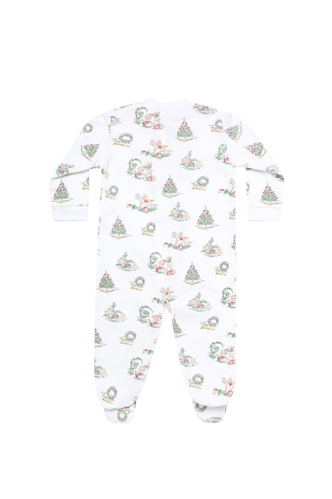 Nella Pima Christmas Toile Print Zipper Footie