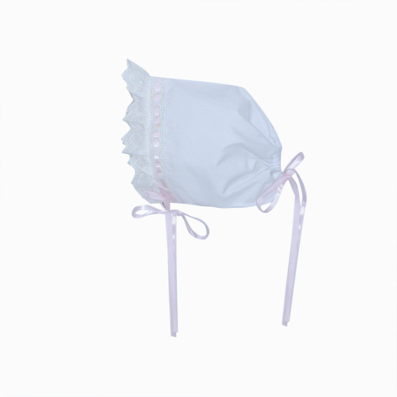 Baby Sen White Finn Daygown, Eyelet Lace Pink