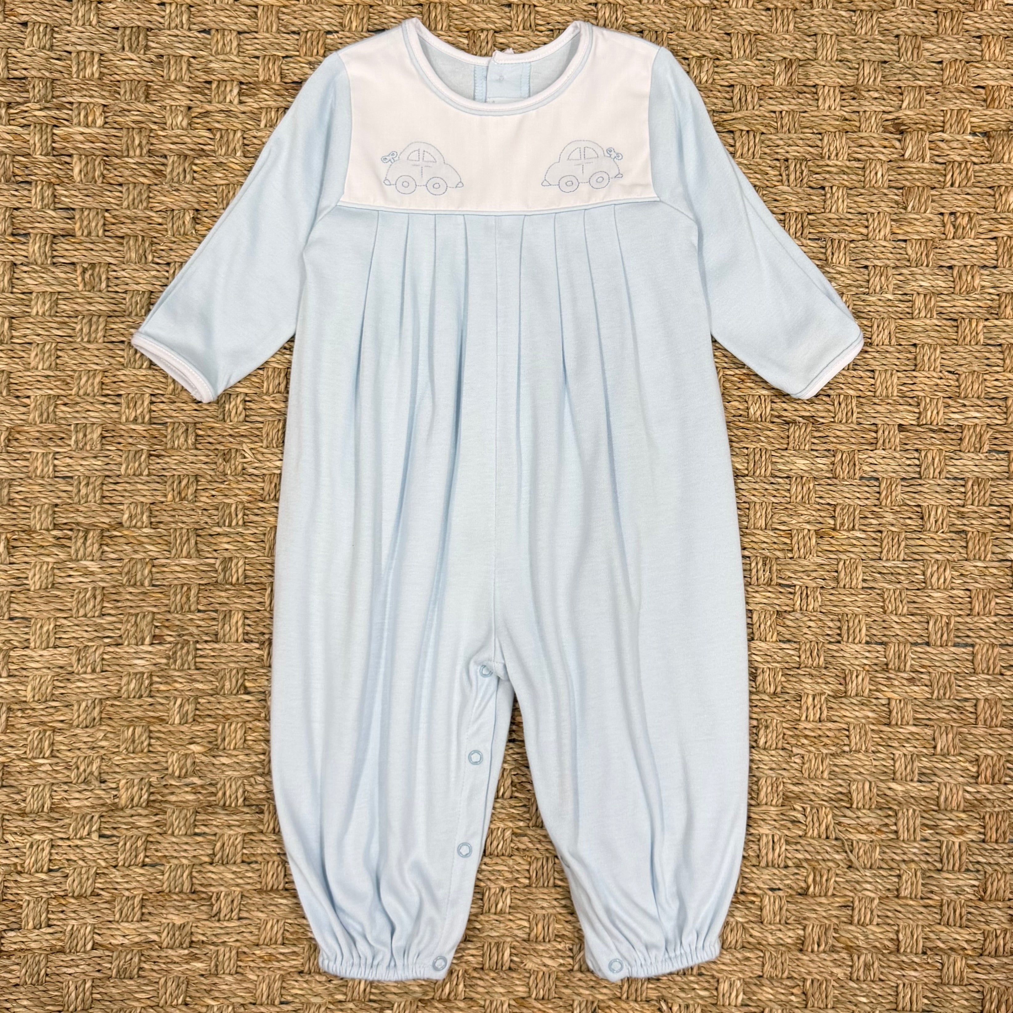 Auraluz Blue Knit Longall with Wind Up Car Embroidery