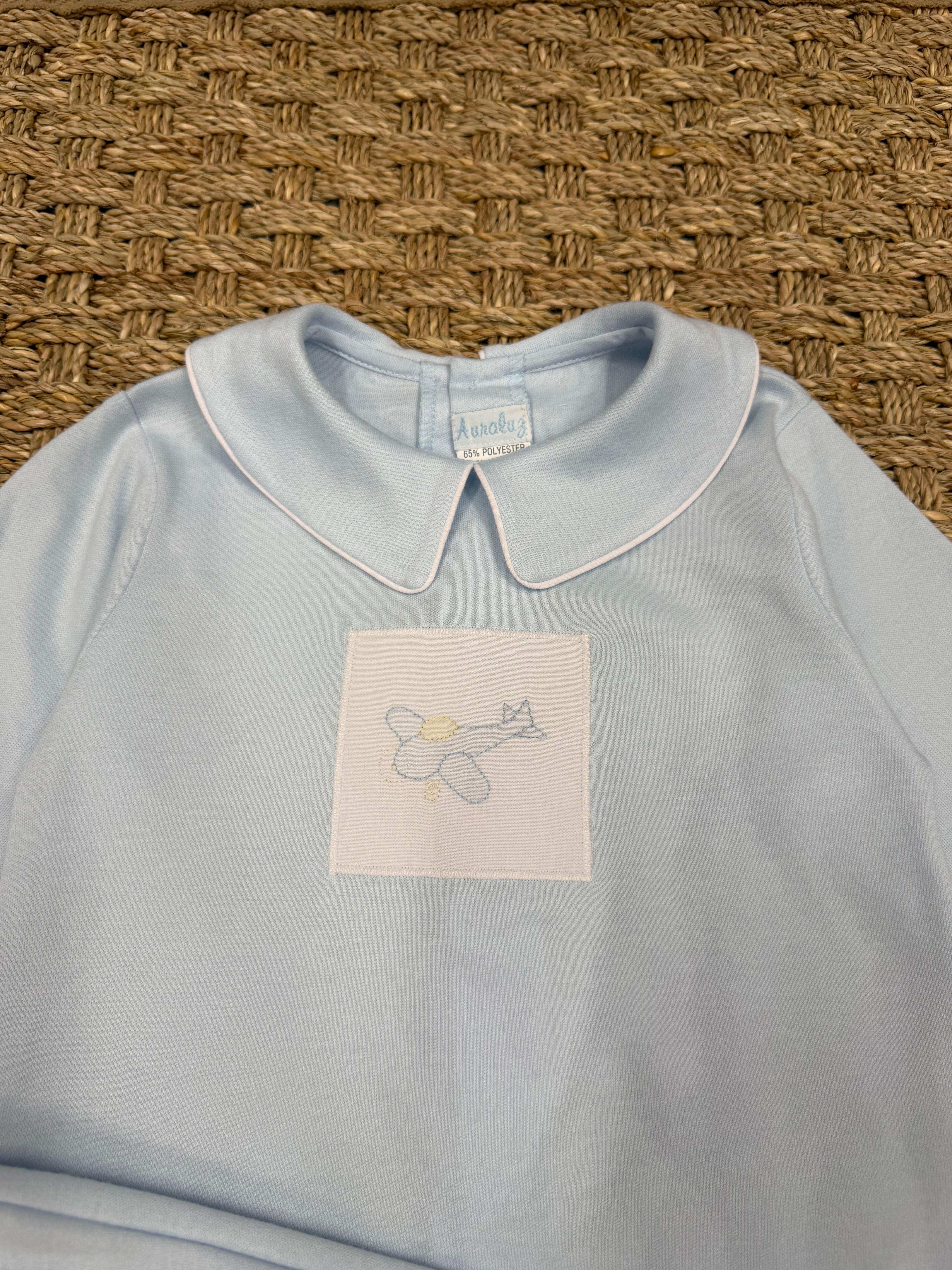 Auraluz Blue Knit Set with Plane Embroidery