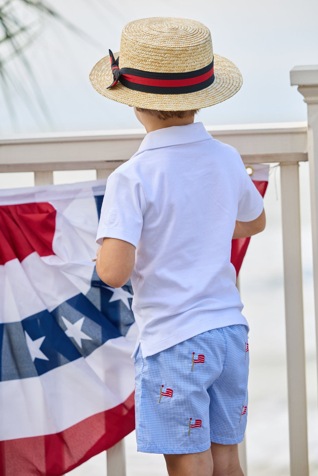 Little English Embroidered Basic Short, Flags