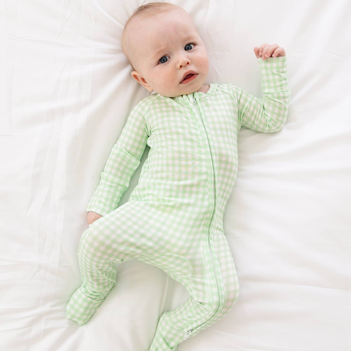 Motette Pistachio Gingham Bamboo Sleeper