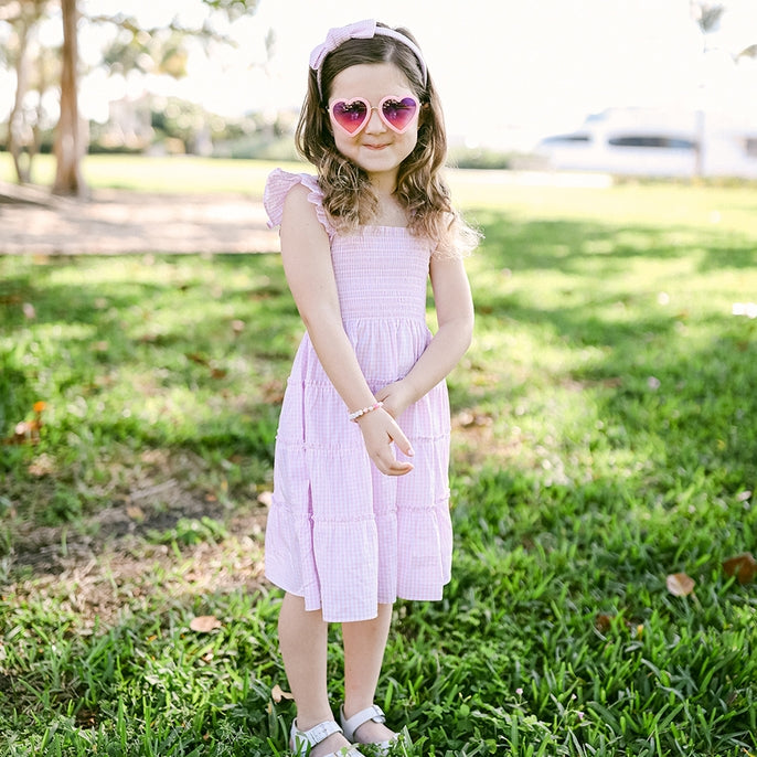 Bits & Bows Seersucker Bow Headband, Pink