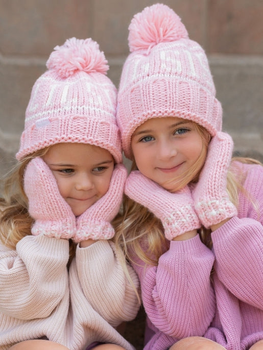 Bits & Bows Pink Knit Mittens