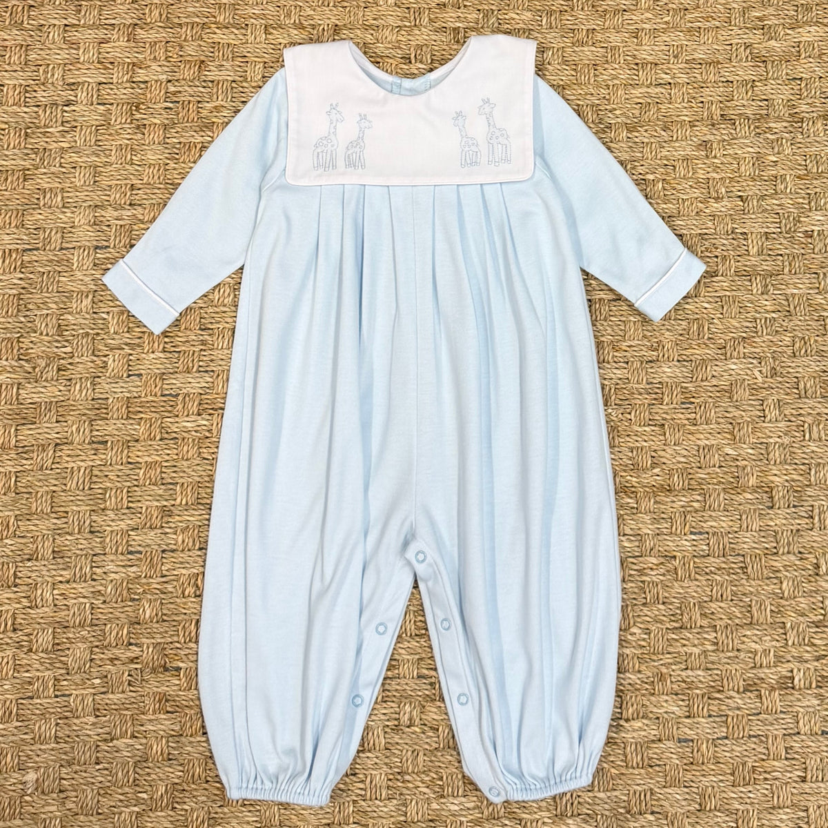 Auraluz Blue Knit Longall with Giraffe Embroidery