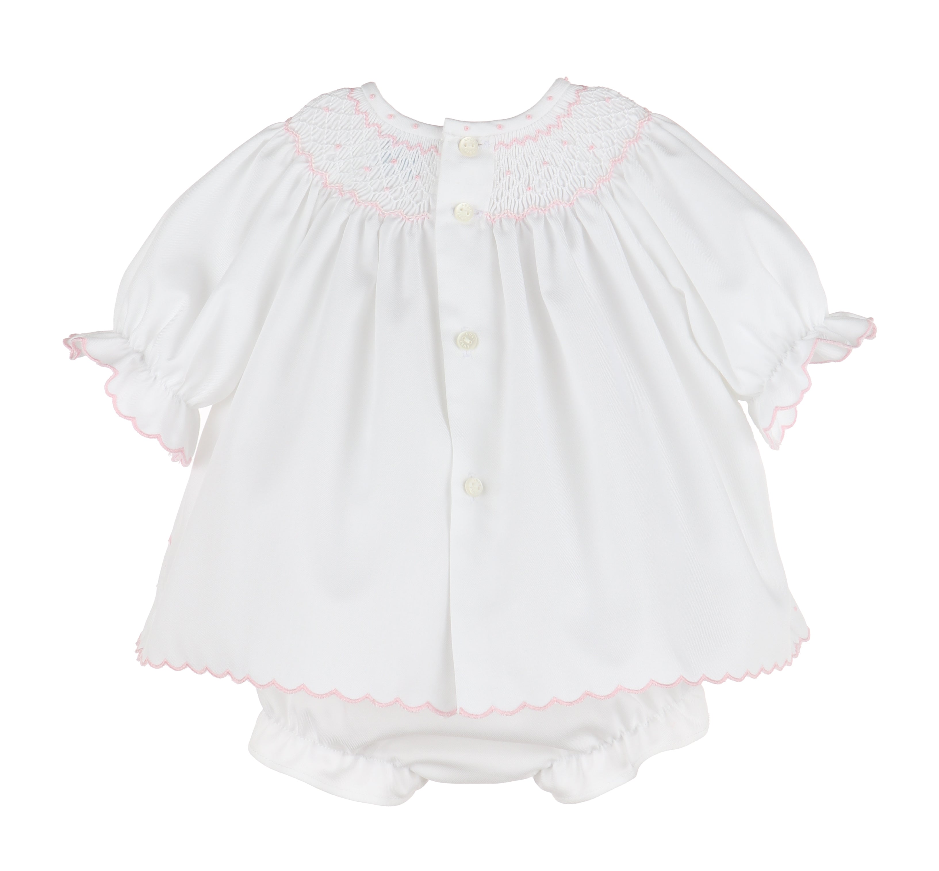 Luli & Me Classic Embroidery Feston Bishop, Pink