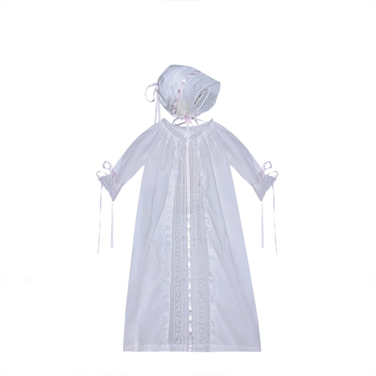 Baby Sen White Shiloh Daygown, Pink