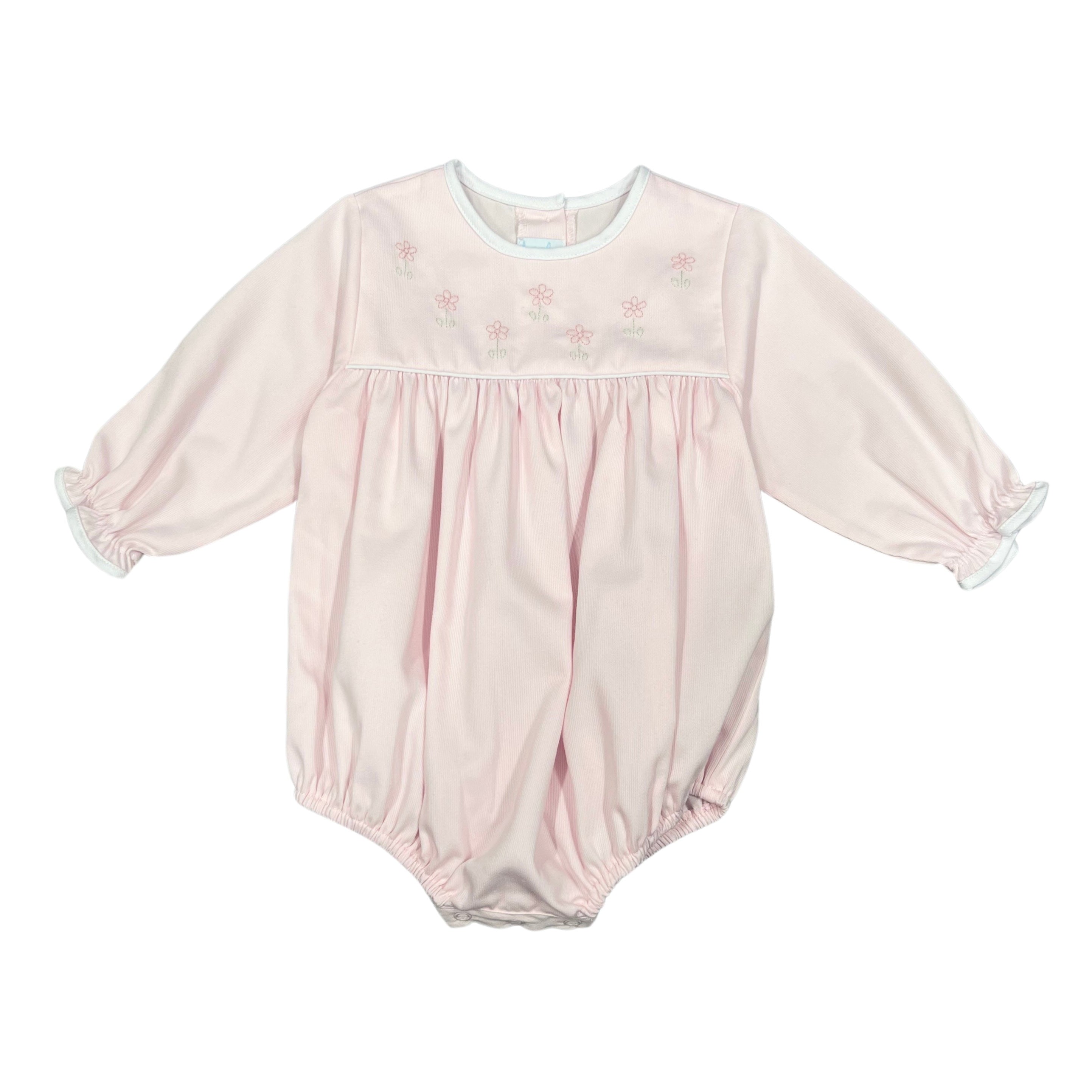 Auraluz Pink Pique Bubble with Flower Embroidery