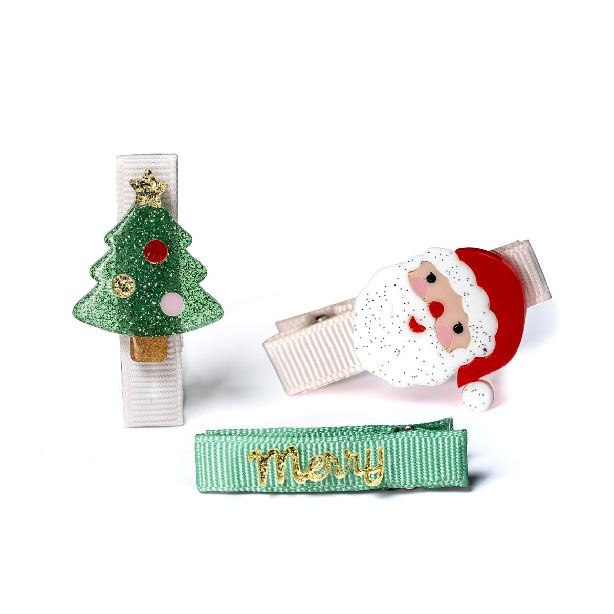 Lilies & Roses Baby Tree Green Santa Hair Clips