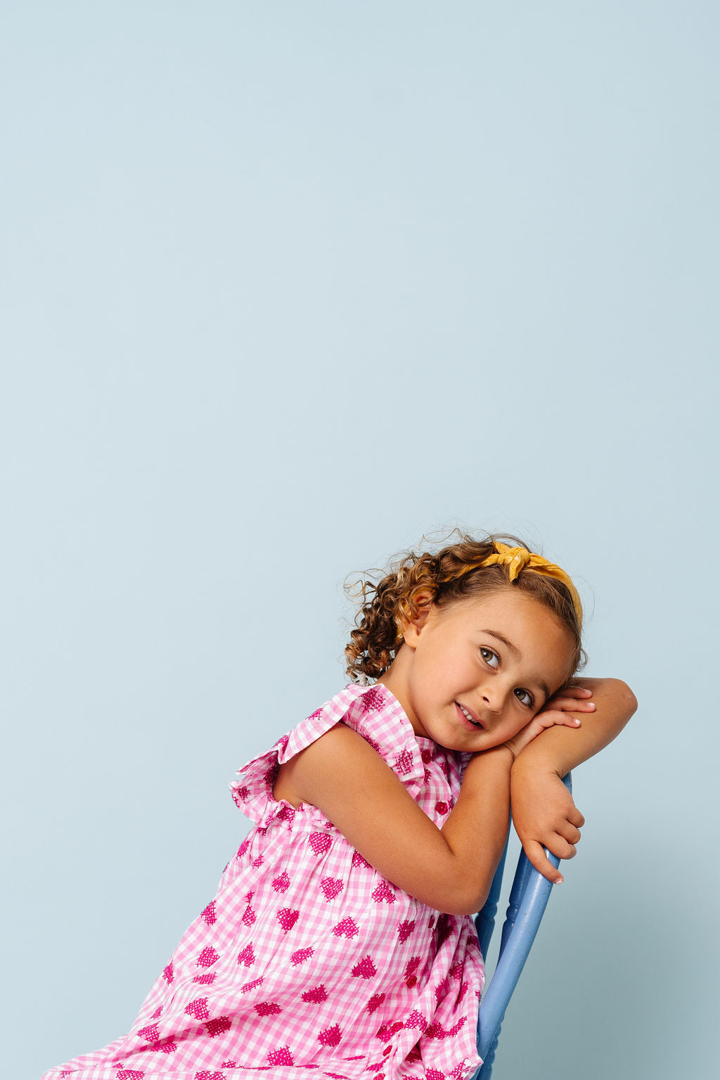 Alto Modas Pink Gingham Hearts Embroidery Sunday Dress