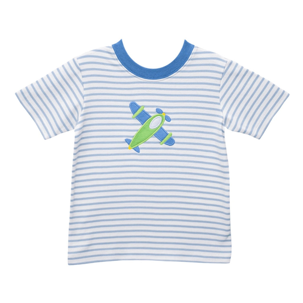 Zuccini Airplane Harry's Play Tee, Cloud Stripe Knit