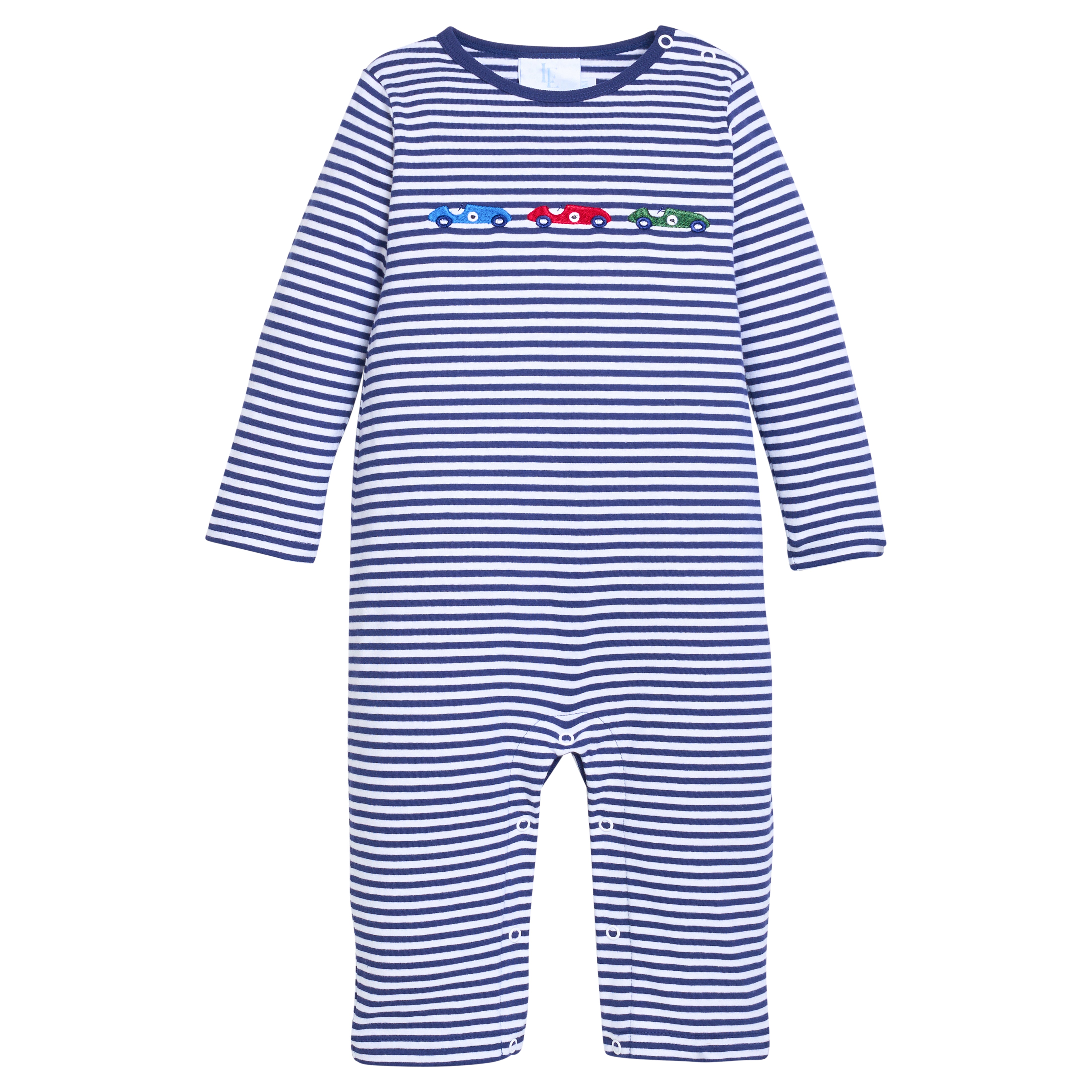 Little English Applique Romper, Race Cars
