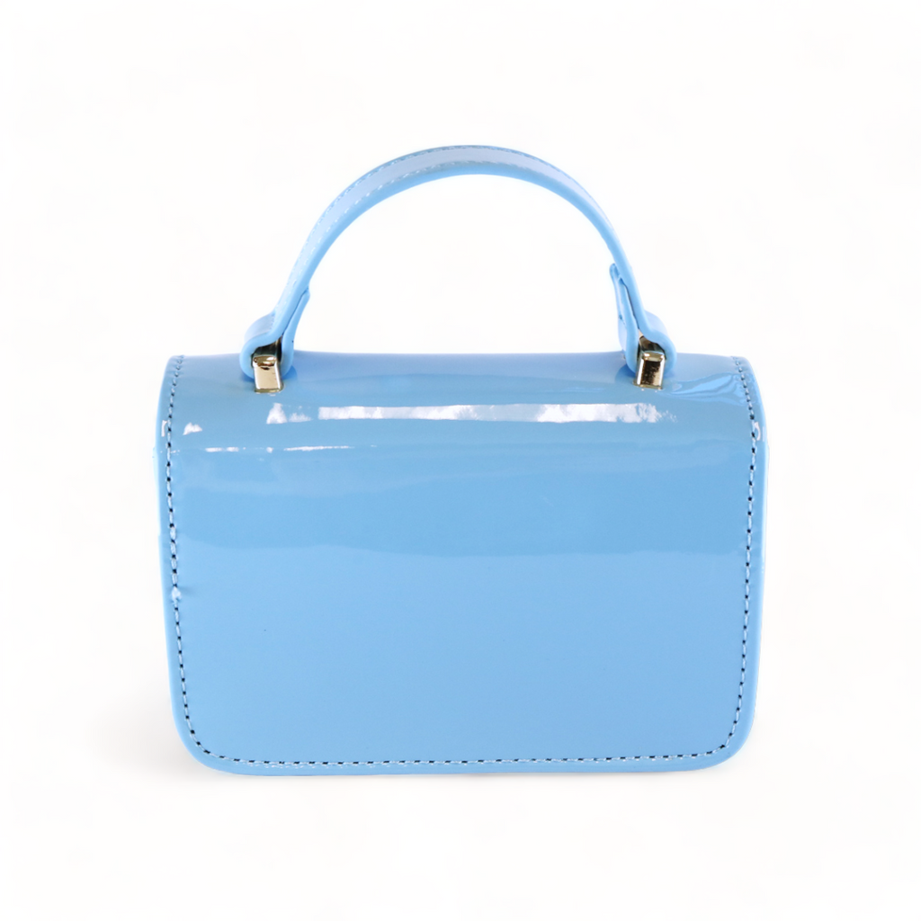 Blue patent sale leather purse