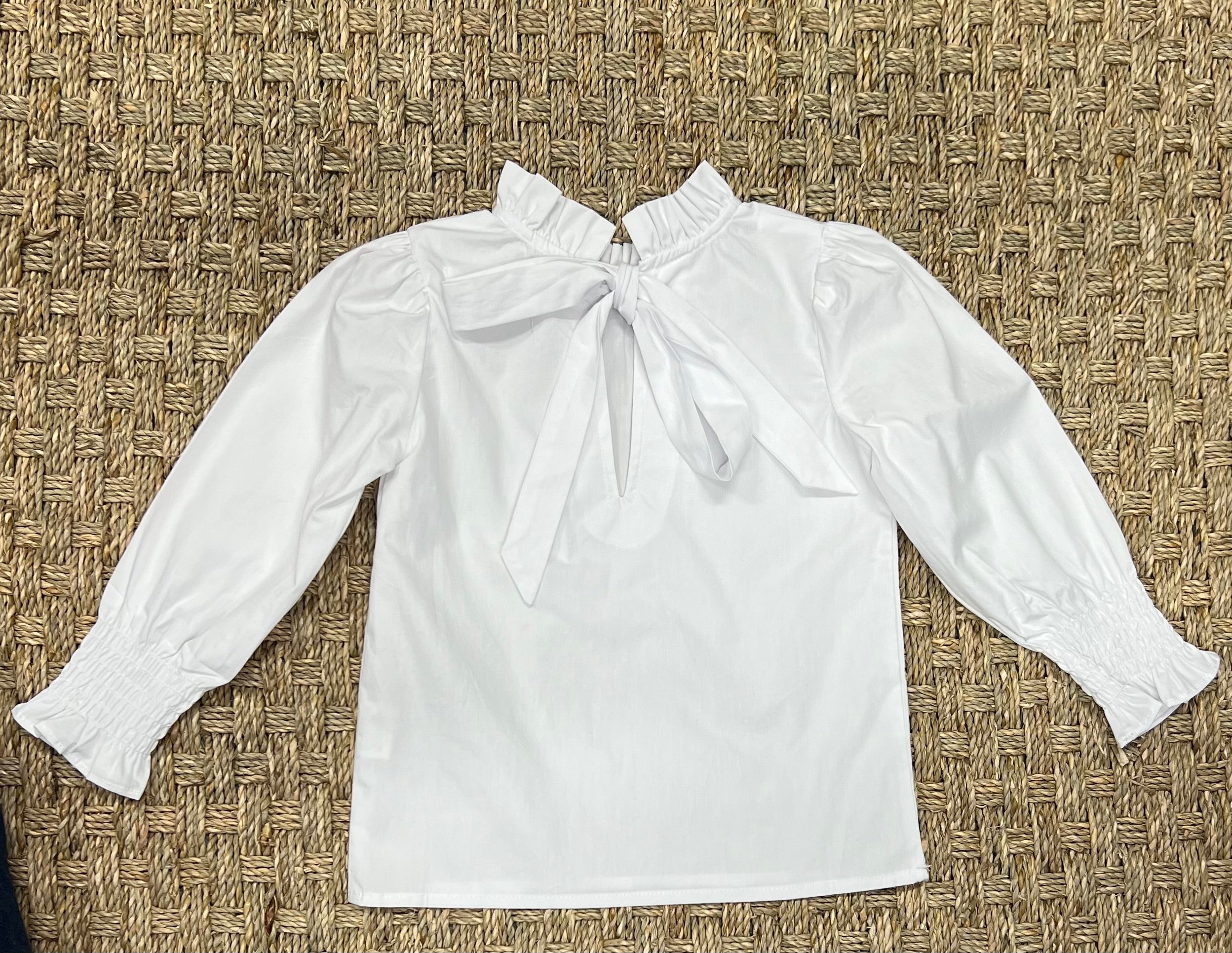 Lulu Bebe Lyn Ruffle Collar Tie Back Shirt