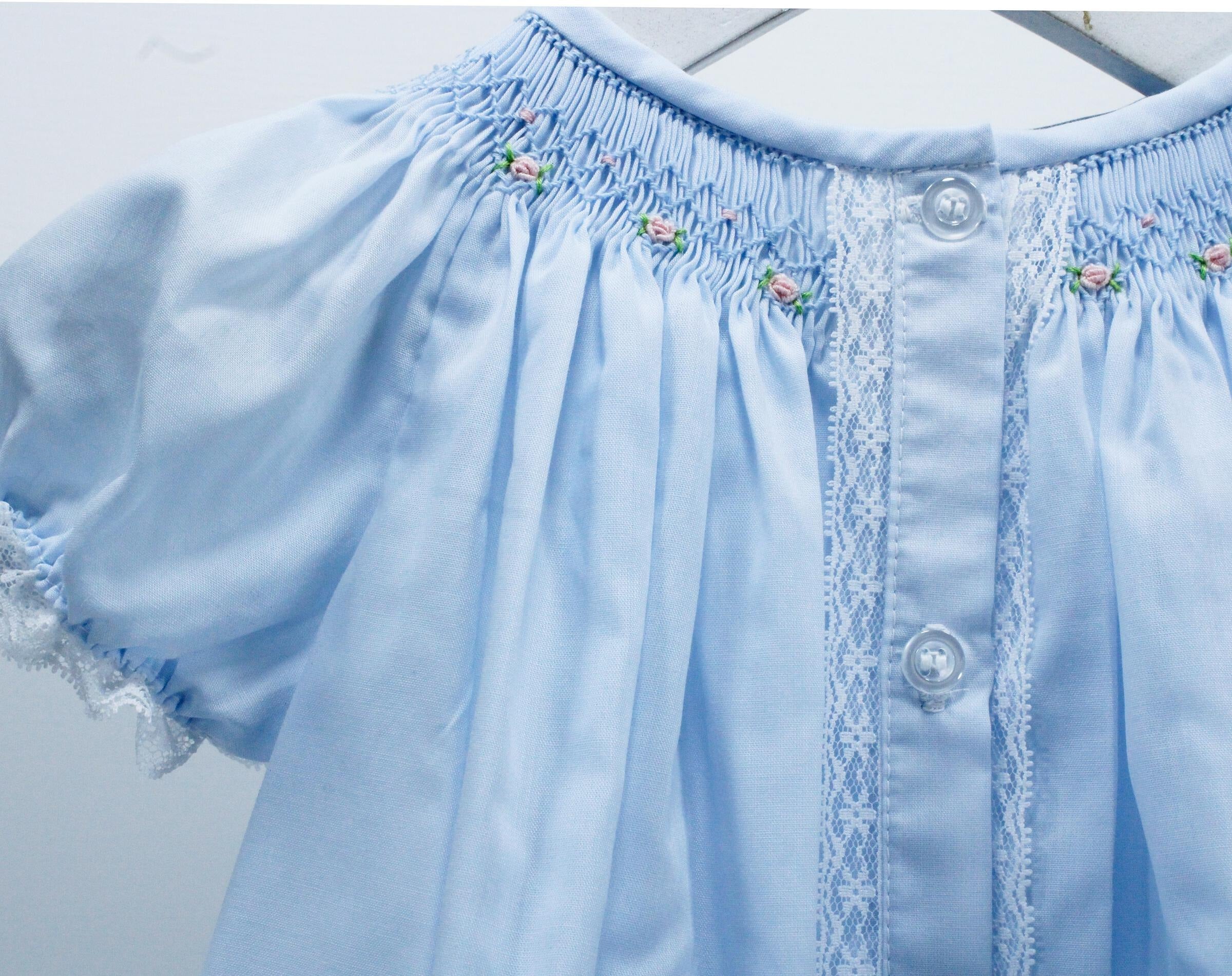 Baby Blessings Blue Geometric Flowers Sophia Dress