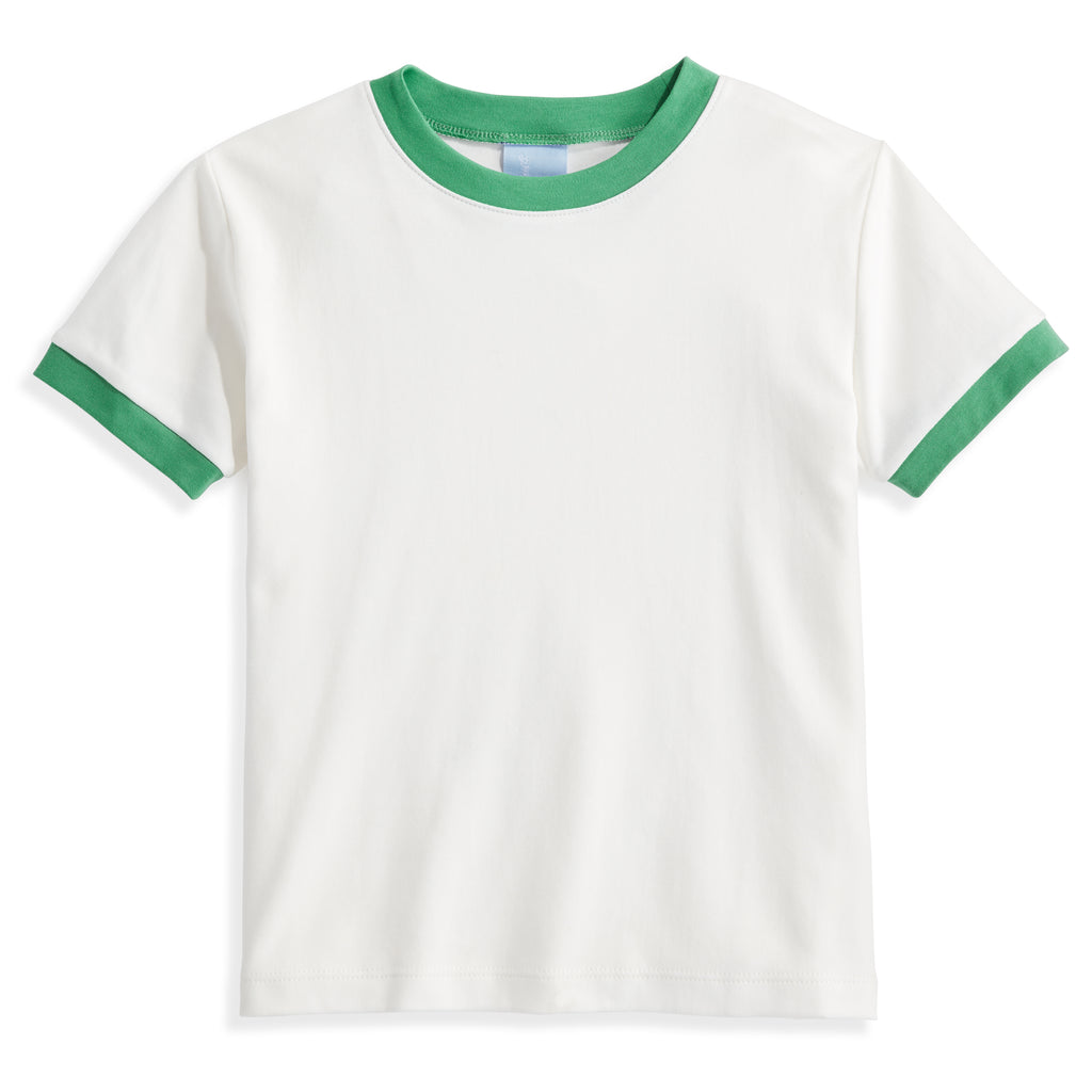 Bella Bliss Pima Ringer Tee, Ivory with Green