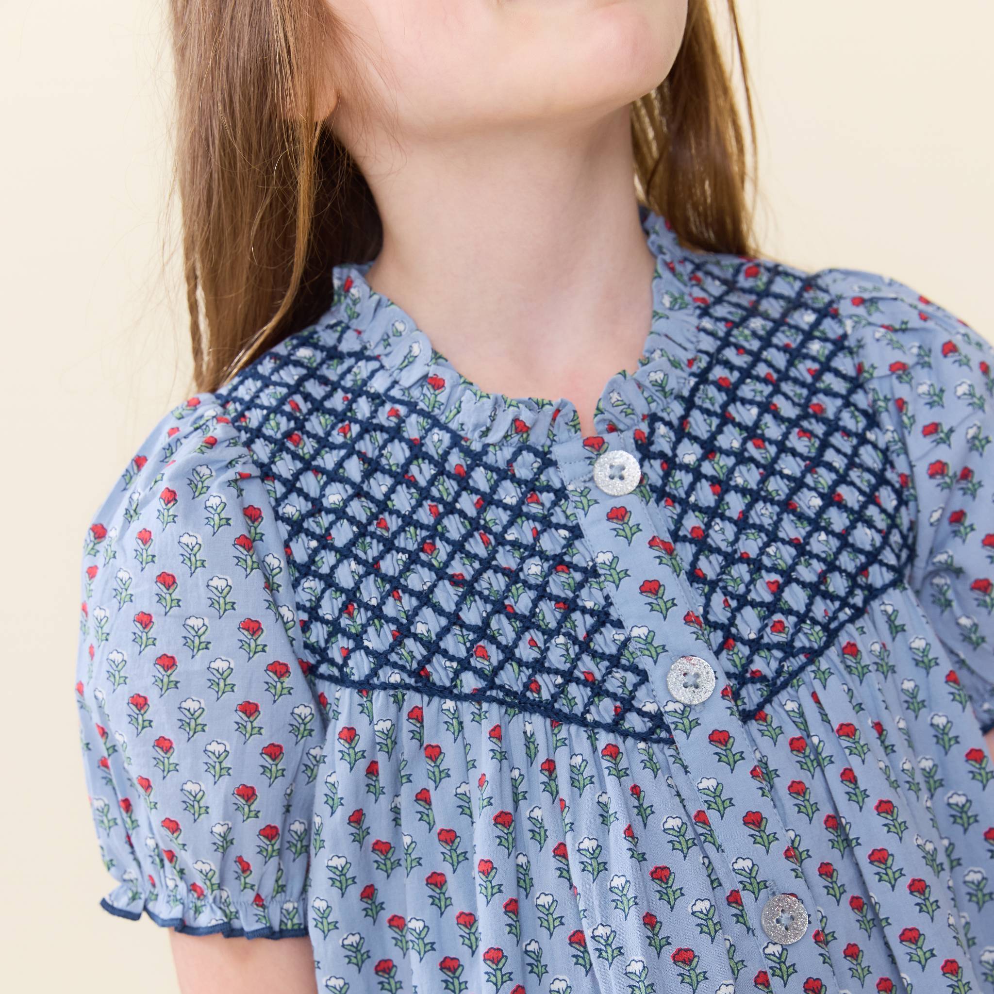 Pink Chicken Lucia Dress, Light Blue Carnation